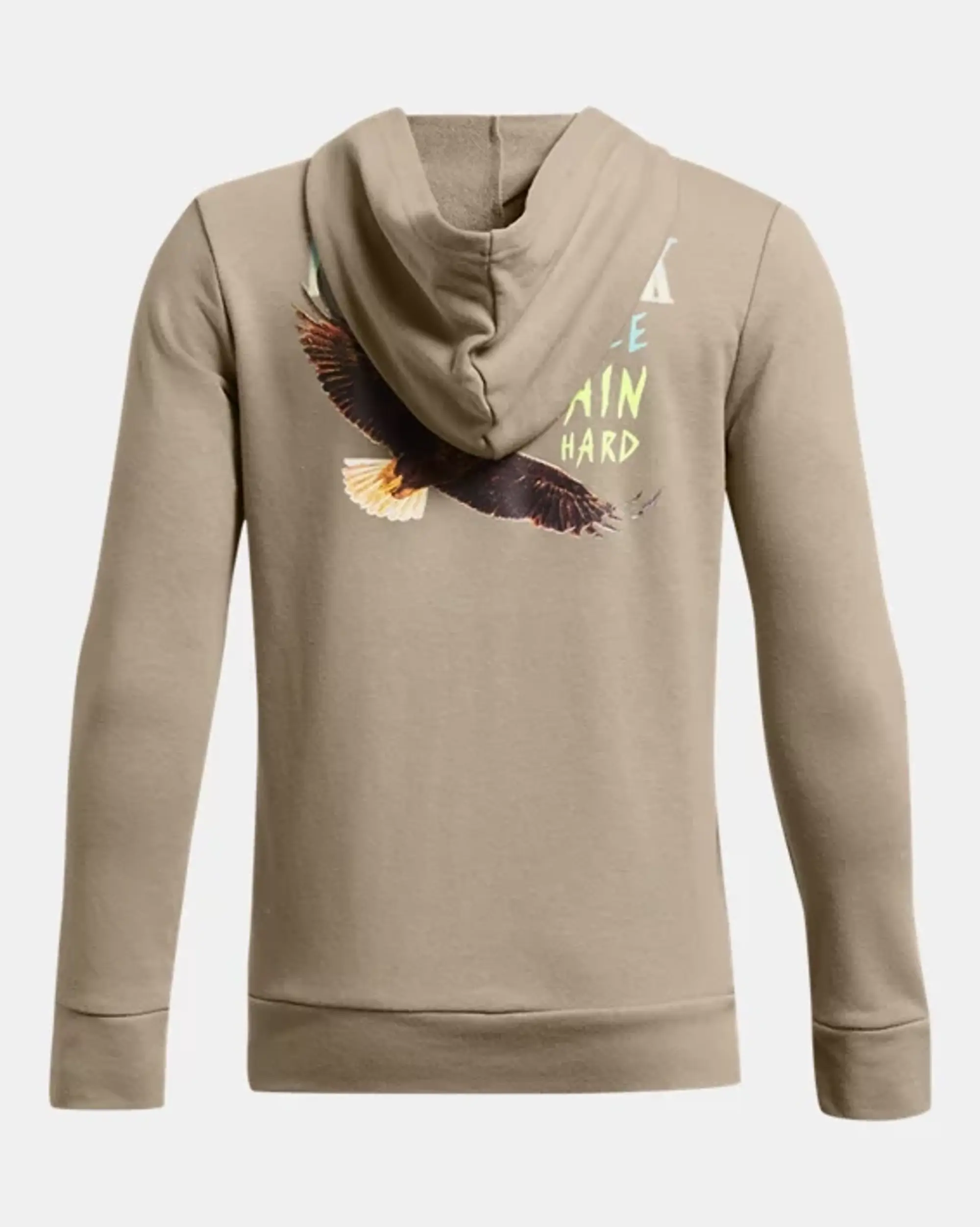 Under Armour Boys' Project Rock Full-Zip Hoodie Timberwolf Taupe / Radial Turquoise YXS (48 - 50 in)
