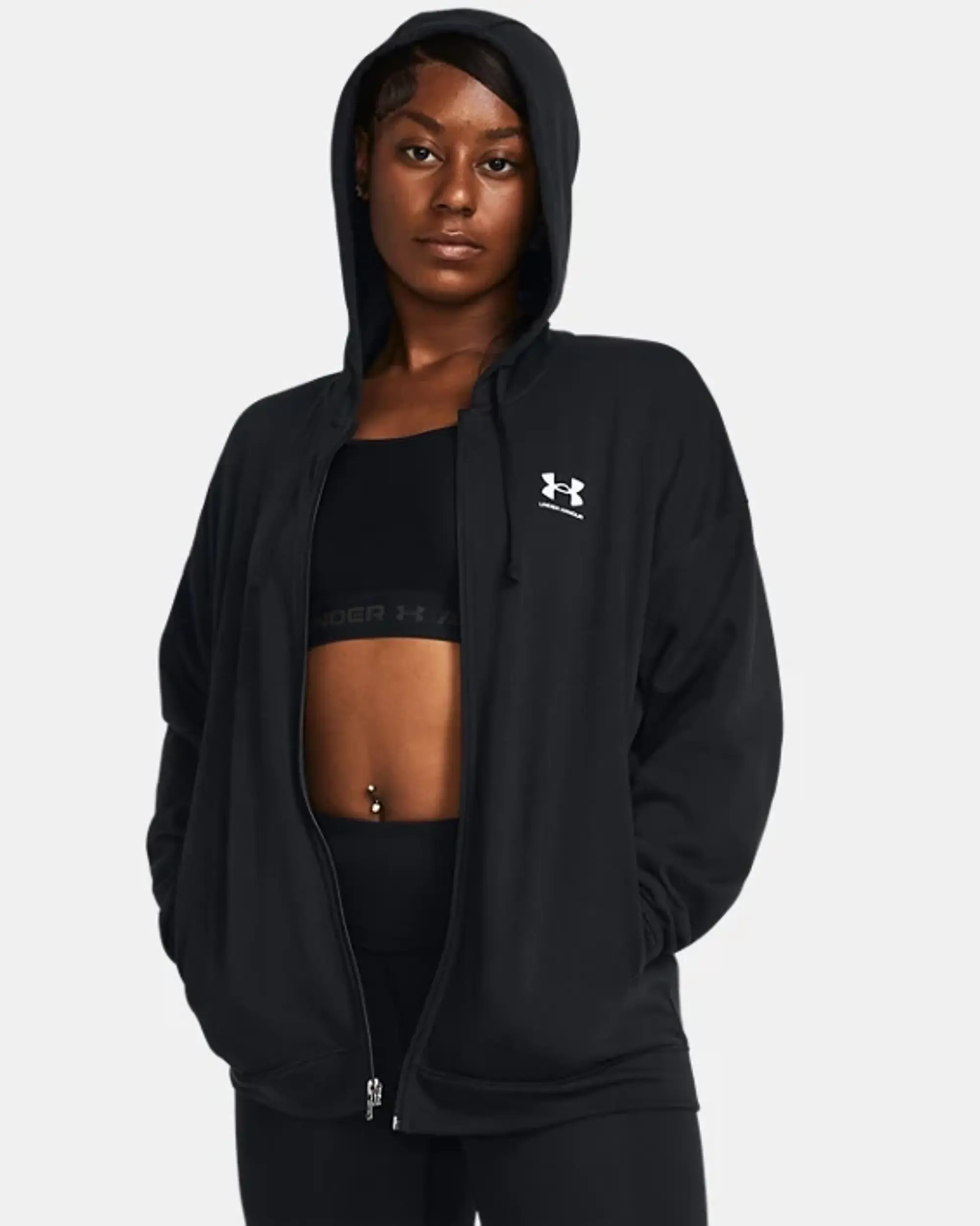 Under Armour Armour Ua Rival Terry Os Fz Hooded Hoody Womens - Black