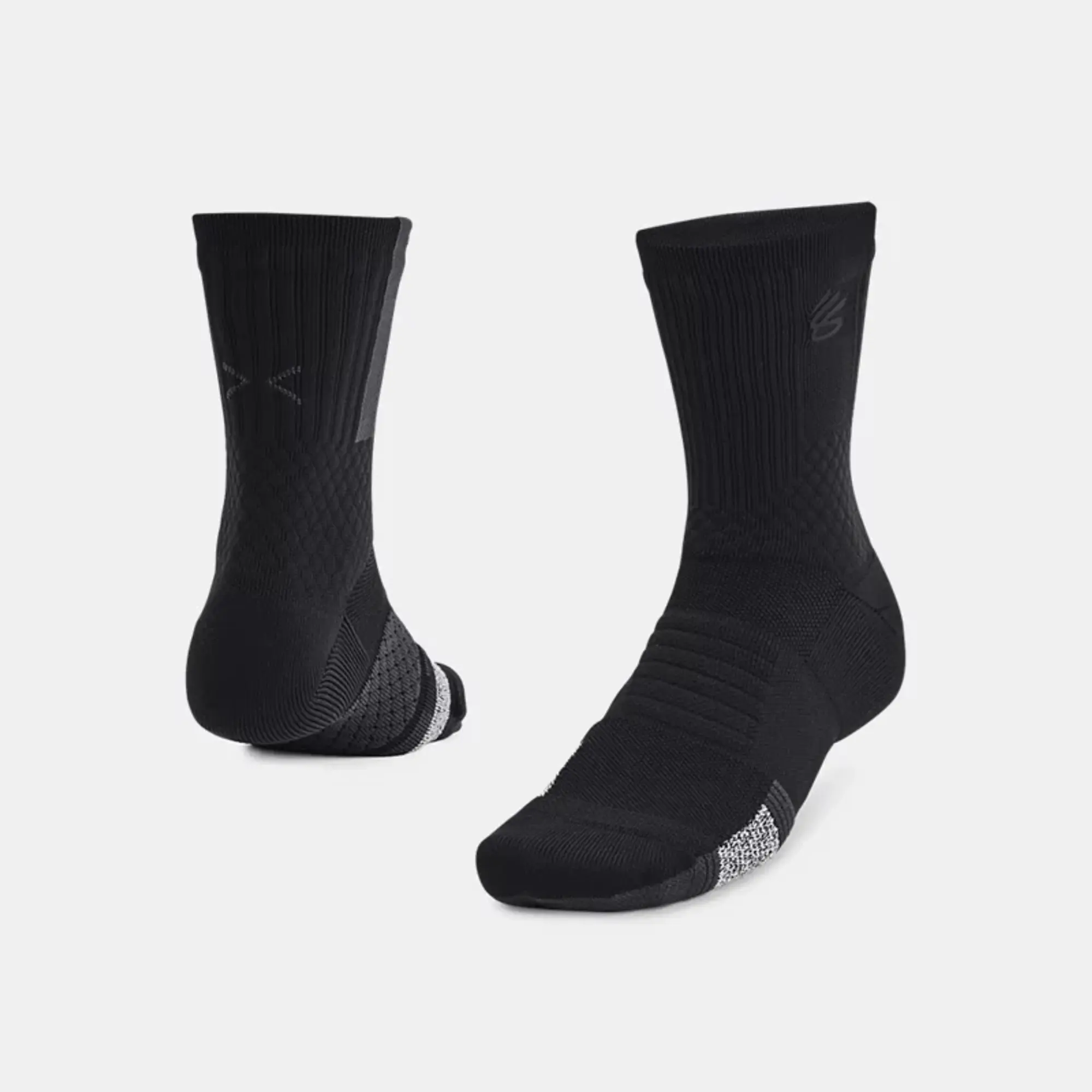 Under Armour Unisex Curry ArmourDry™ Playmaker Mid-Crew Socks Black / Anthracite / Black L