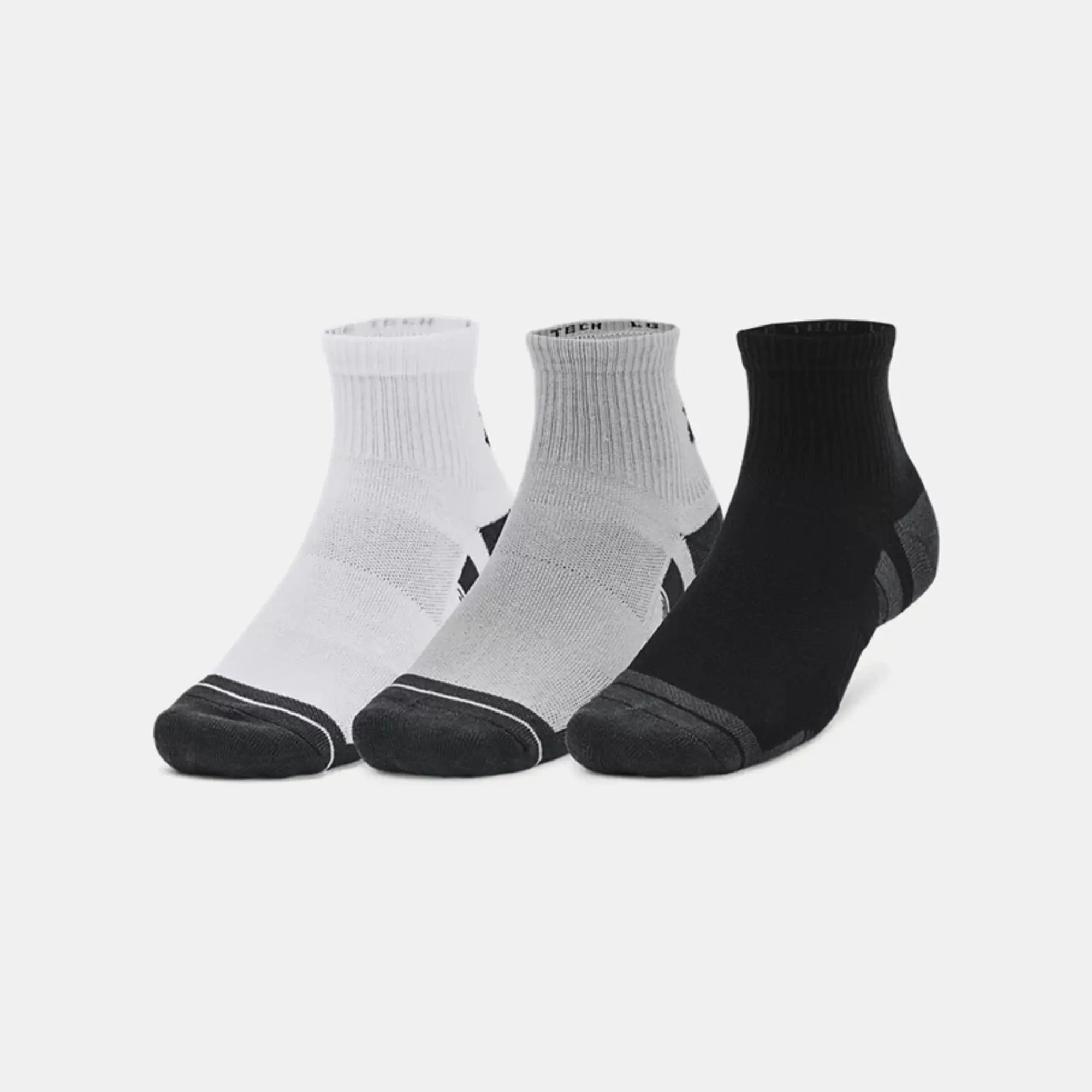 Unisex  Under Armour  Performance Tech 3-Pack Q Under Armour rter Socks Mod Gray / White / Jet Gray XL