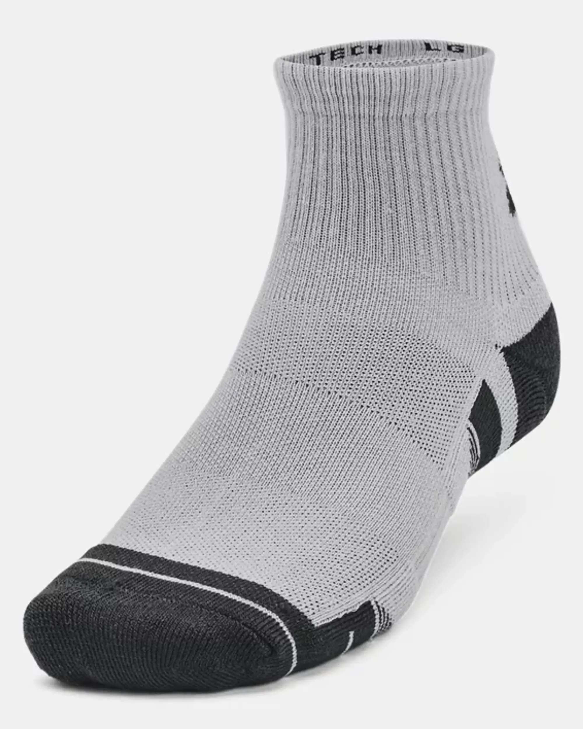 Unisex  Under Armour  Performance Tech 3-Pack Q Under Armour rter Socks Mod Gray / White / Jet Gray XL