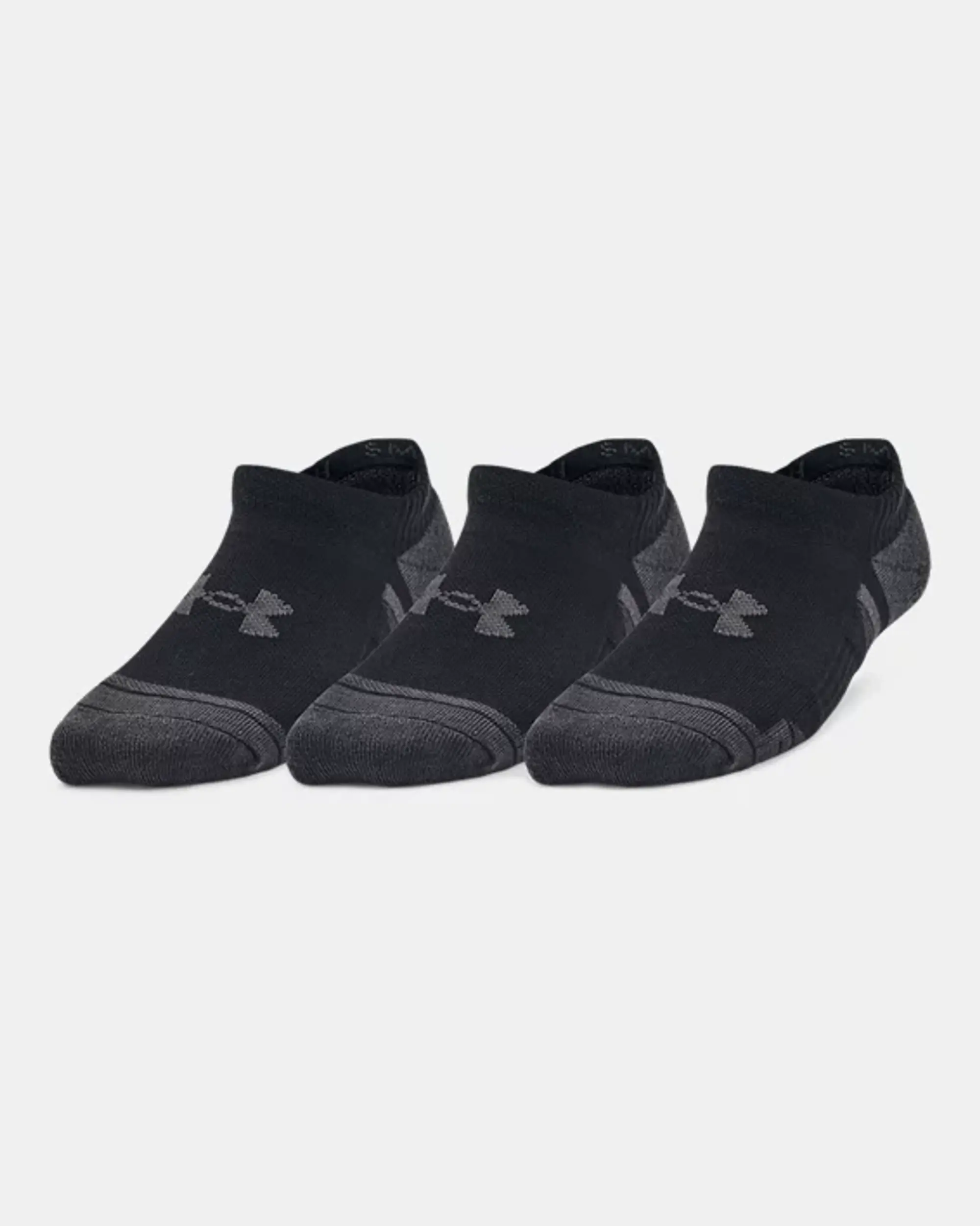 Kids'  Under Armour  Performance Tech 3-Pack No Show Socks Black / Black / Jet Gray XS