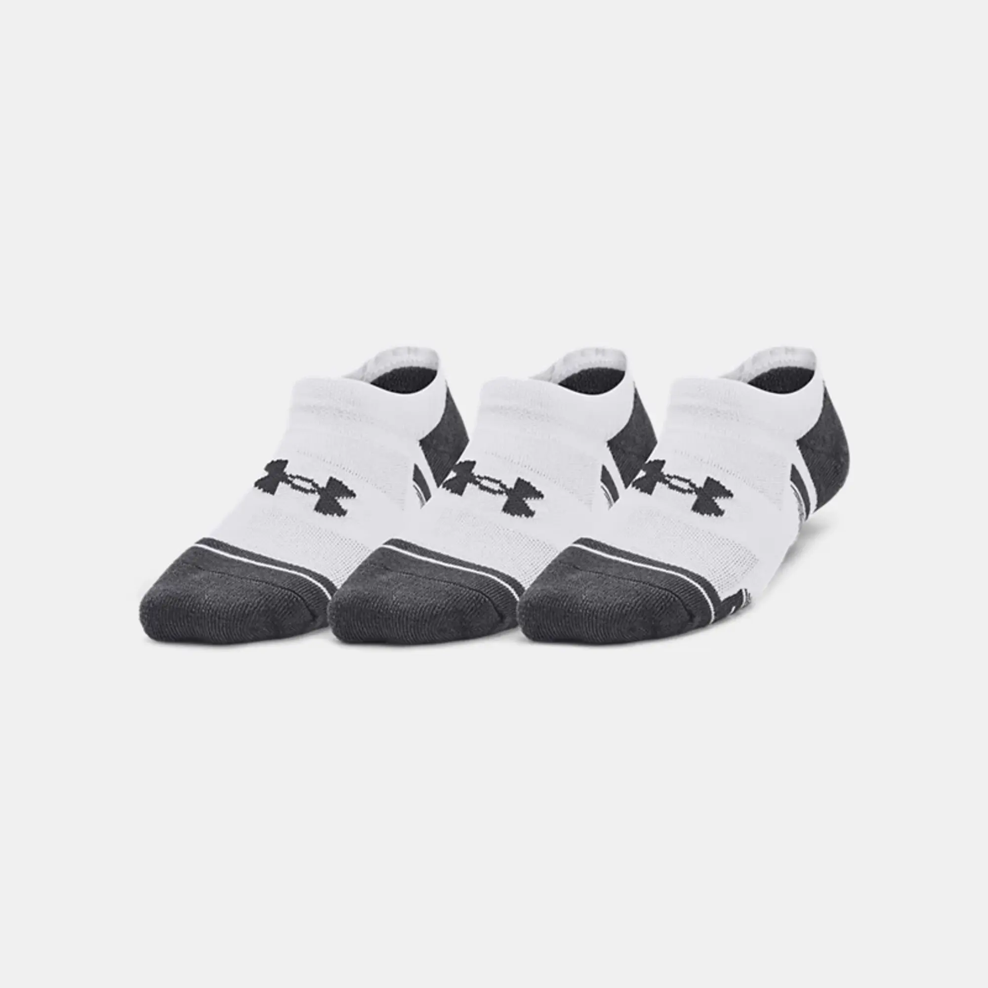 Kids'  Under Armour  Performance Tech 3-Pack No Show Socks White / White / Jet Gray XS