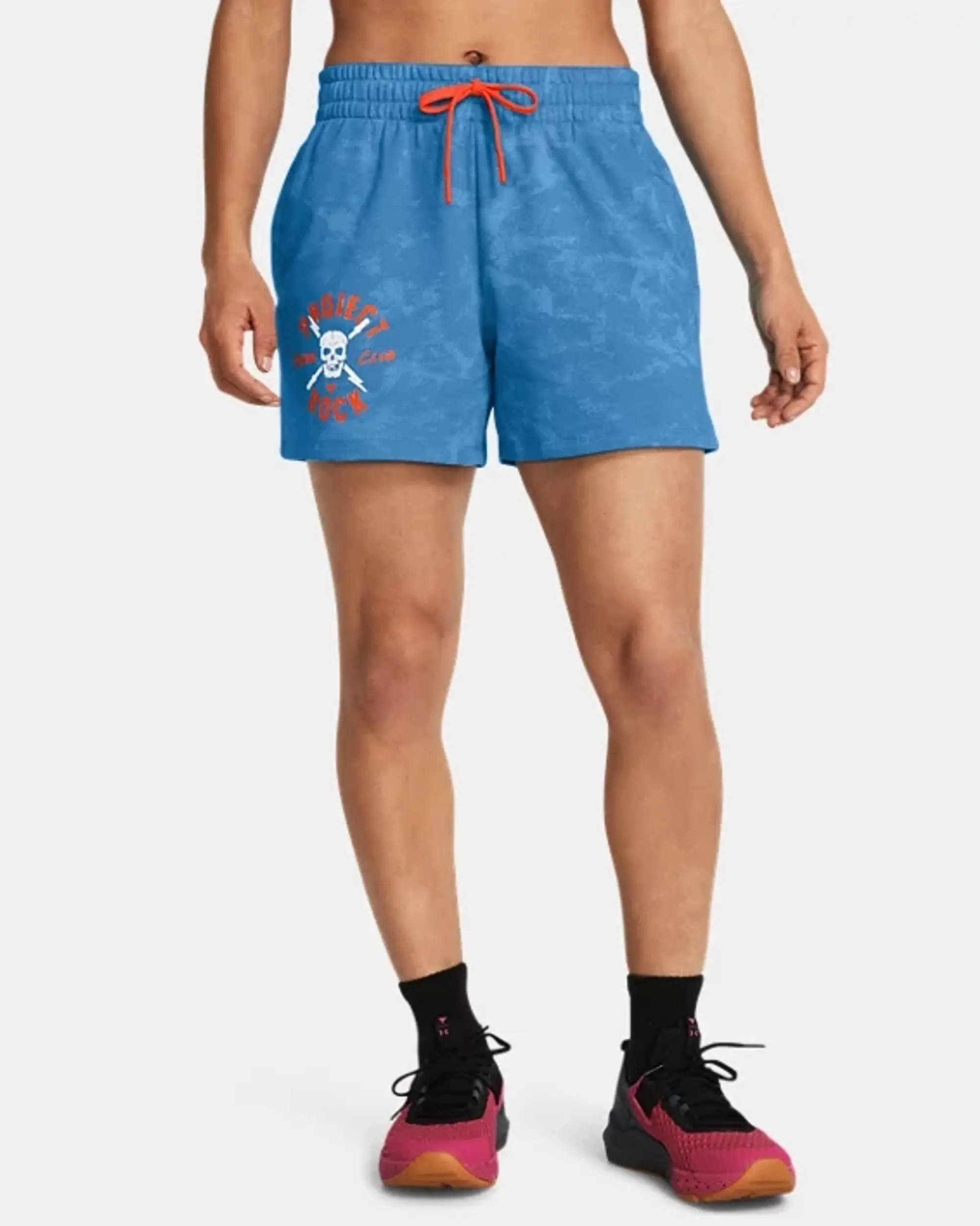 Under Armour Women's Project Rock Terry Underground Shorts Viral Blue / Phoenix / White S