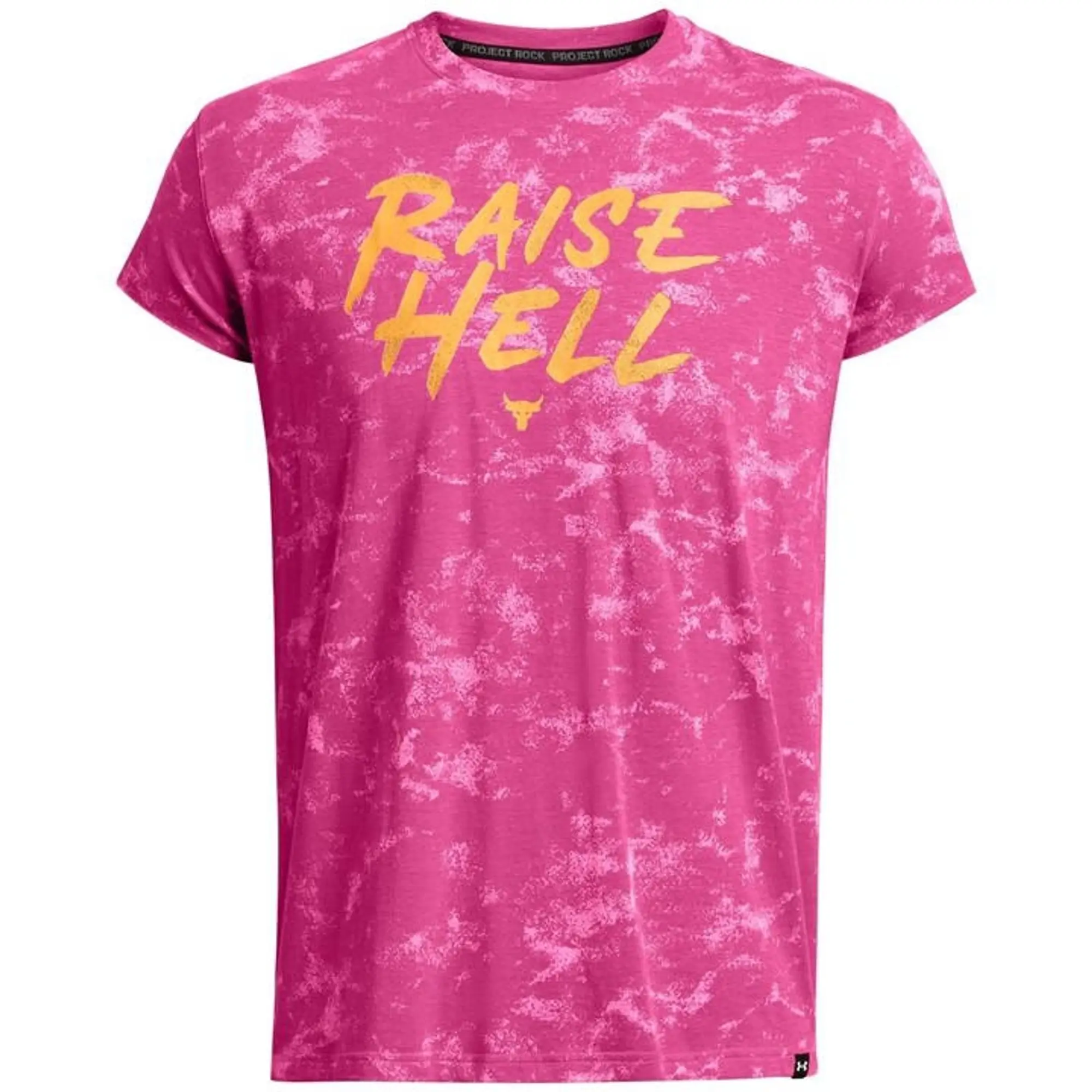 Under Armour Men's Project Rock Raise Hell Cap Sleeve T-Shirt Astro Pink / Nova Orange M