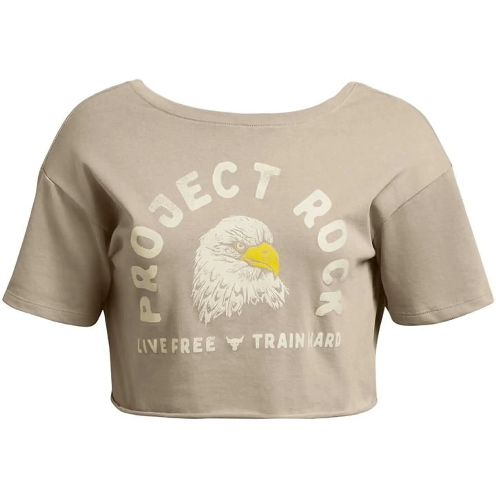 Under Armour Women's Project Rock Balance Graphic T-Shirt Timberwolf Taupe / Steeltown Gold / Silt XS