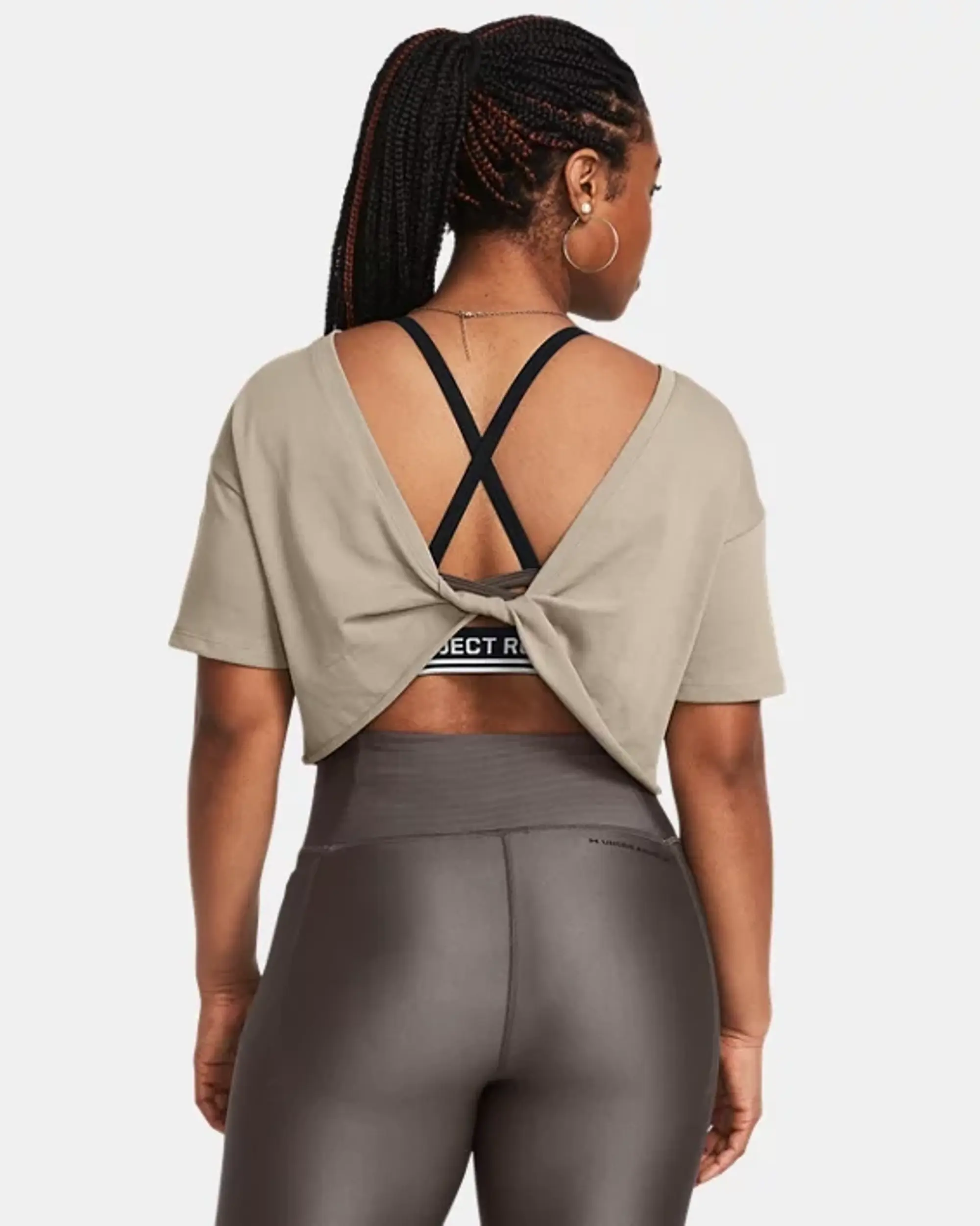 Under Armour Women's Project Rock Balance Graphic T-Shirt Timberwolf Taupe / Steeltown Gold / Silt XS