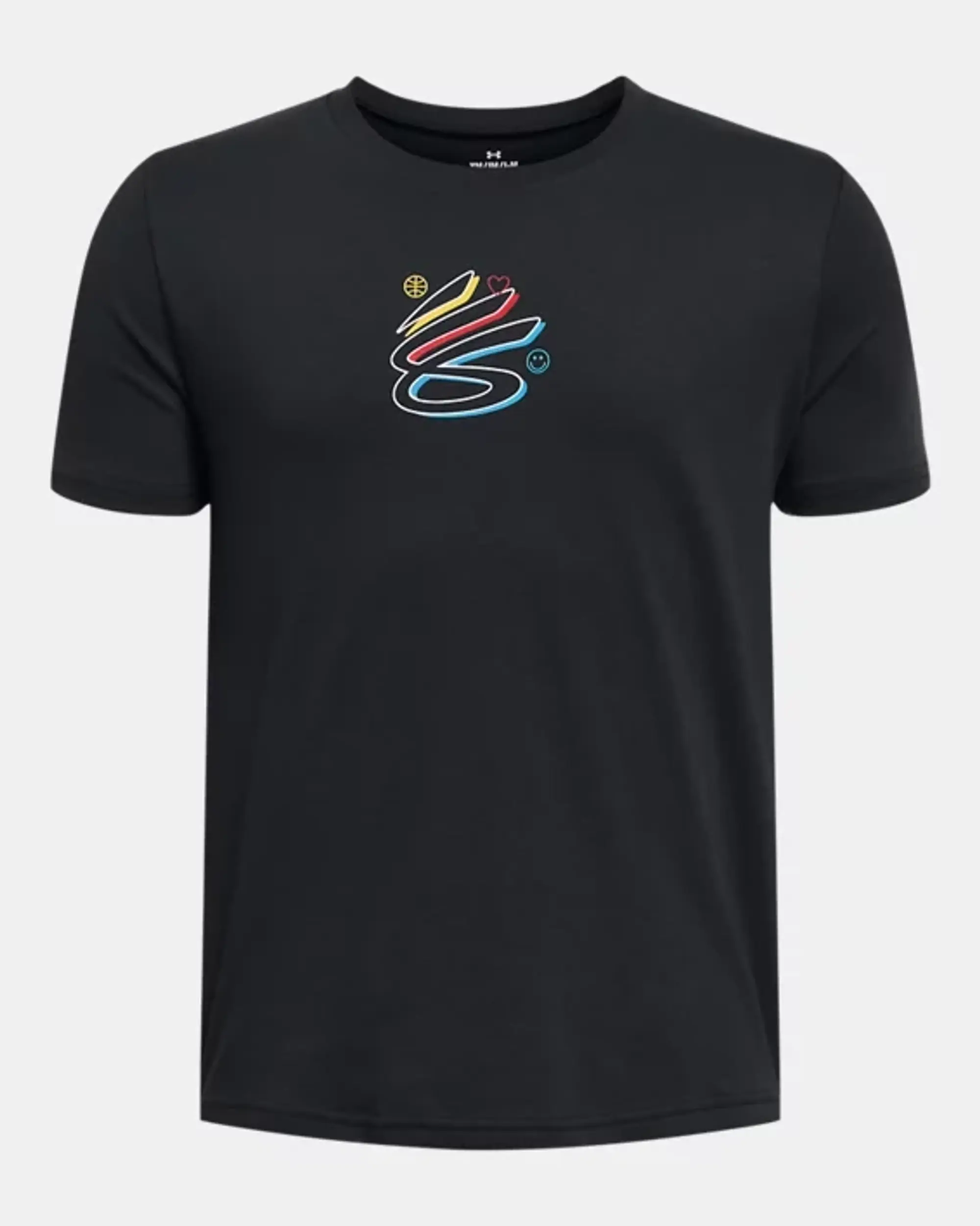 Under Armour Boys' Curry Shoe Hook T-Shirt Black / White YXS (48 - 50 in)