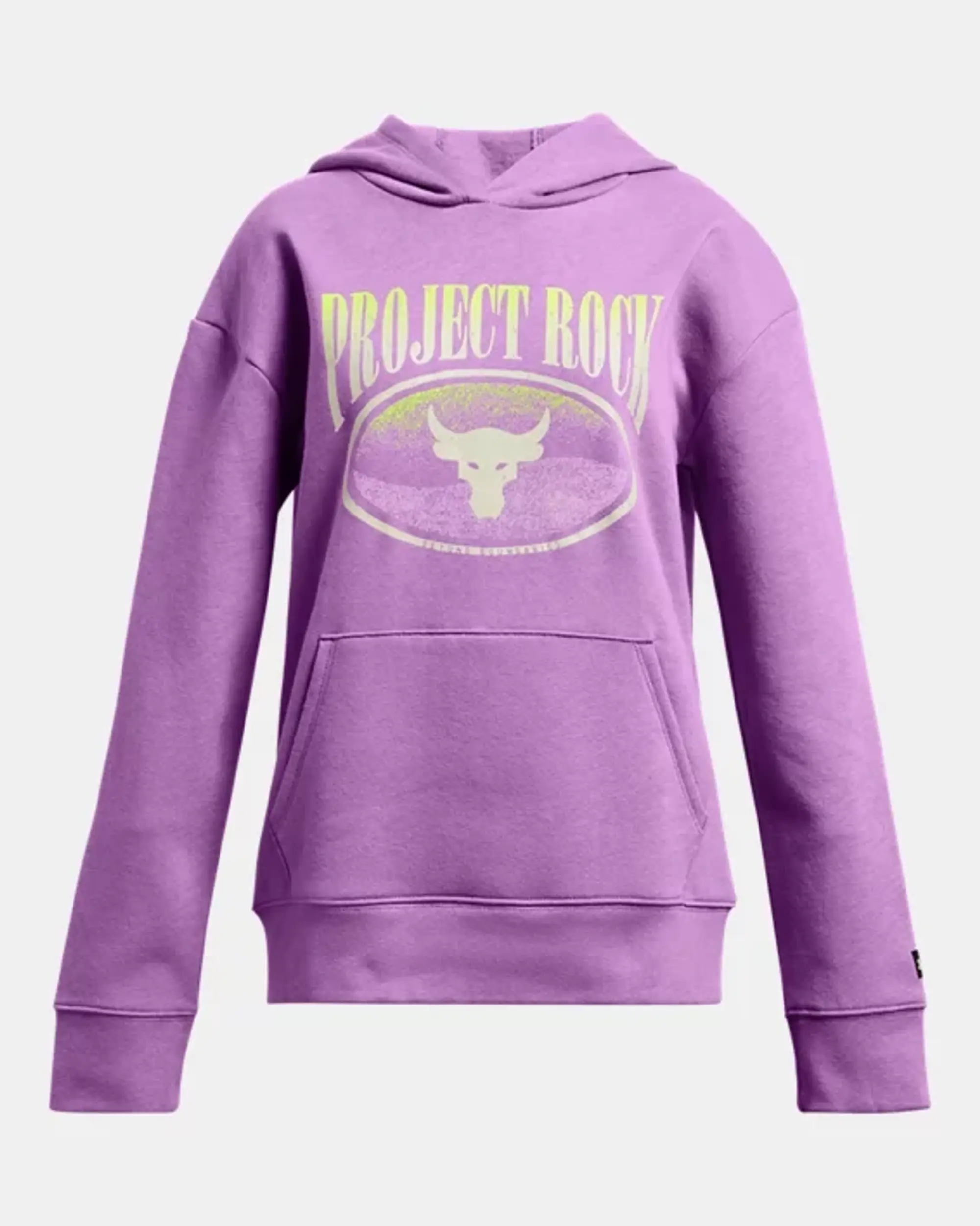 Under Armour Girls' Project Rock Campus Hoodie Provence Purple / High Vis Yellow / Black YMD (54 - 59 in)