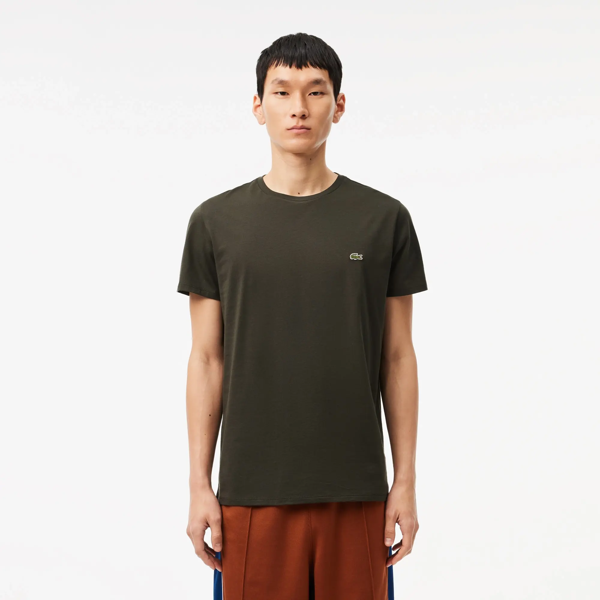 Lacoste Monochrome Cotton Pima Jersey Crew Neck T-shirt - Khaki Green