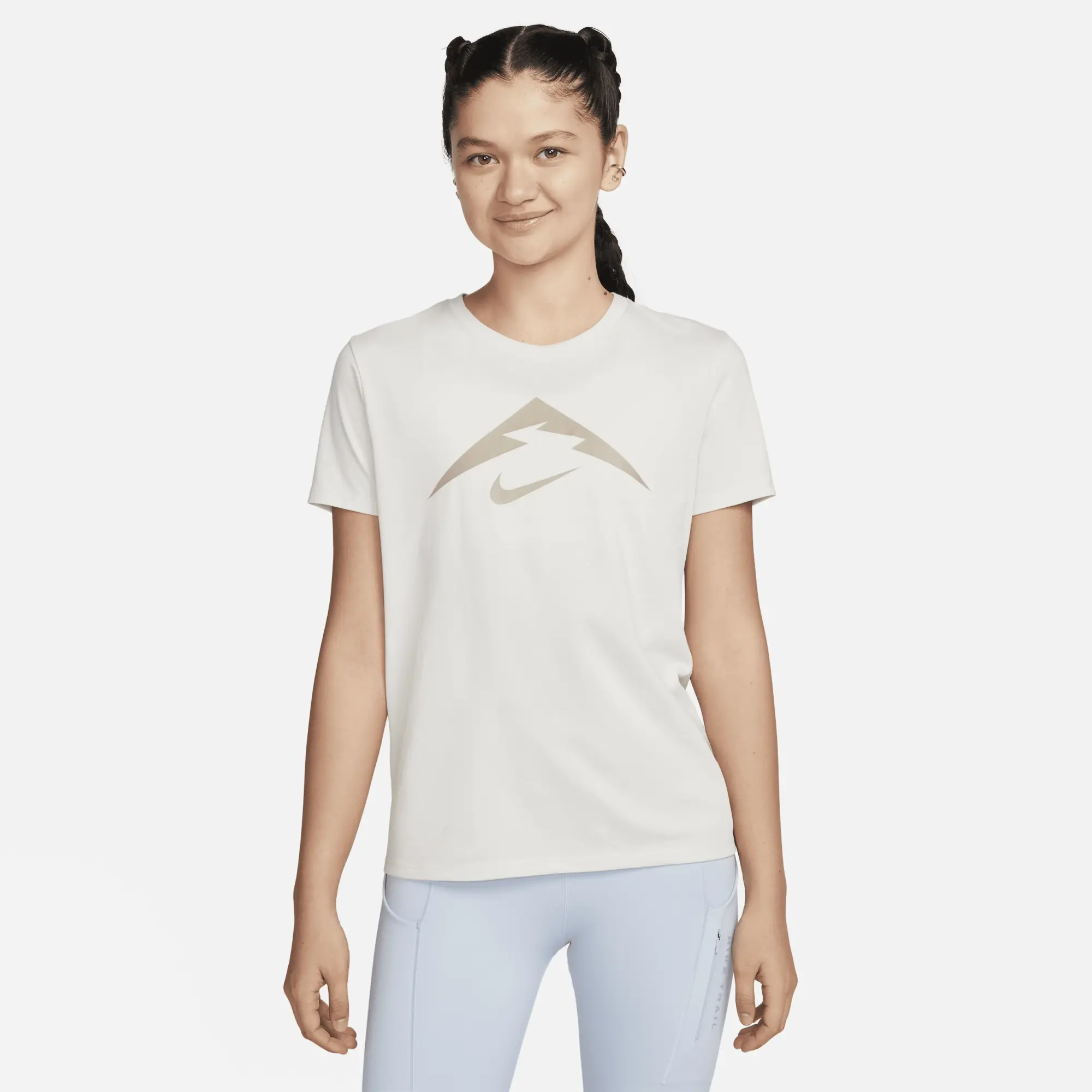 Nike Trail Women s Dri FIT T Shirt Brown Cotton Polyester FQ4987 104 FOOTY.COM