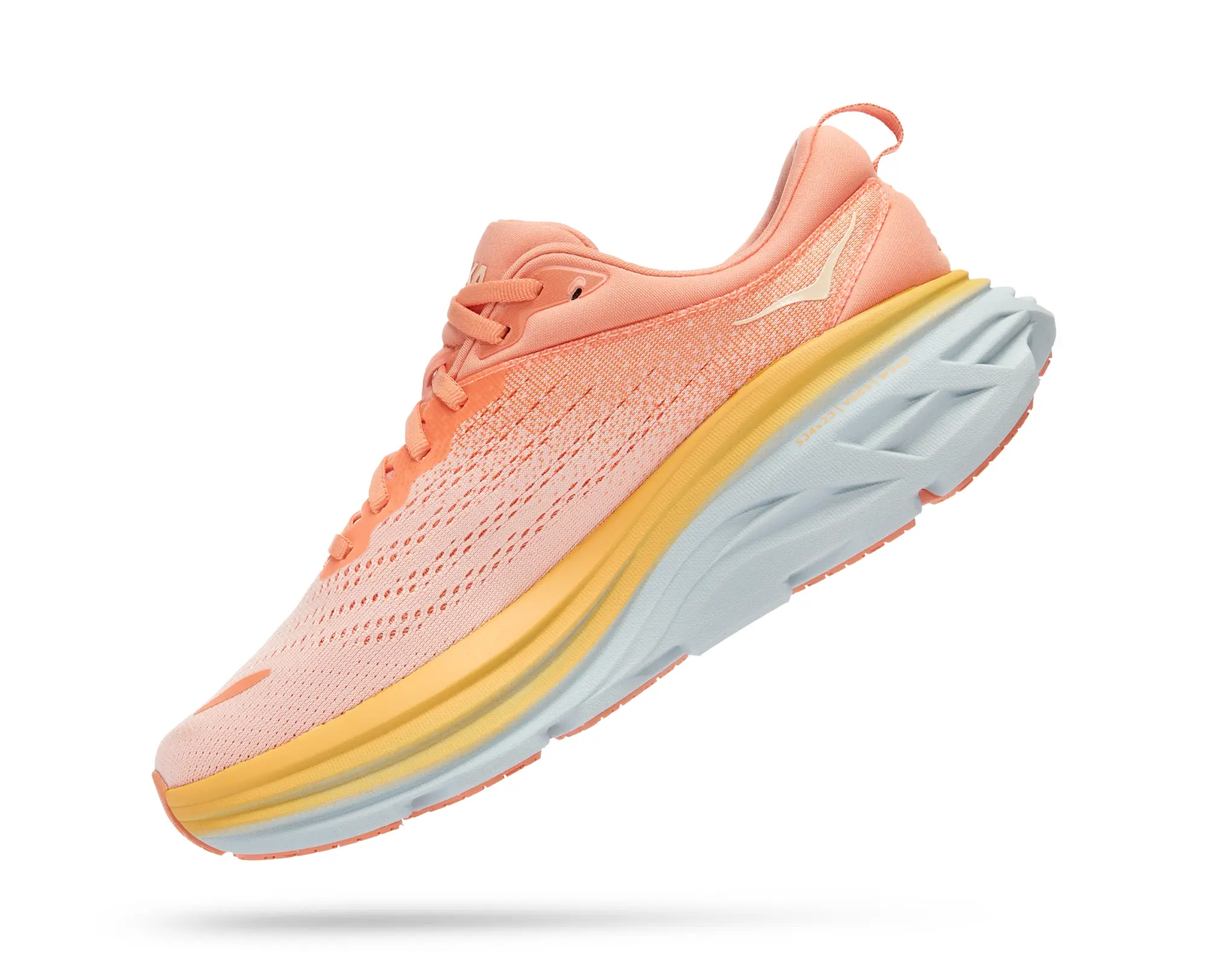 Hoka One One HOKA Women's Bondi 8 Road Running Shoes in Shell Coral/Peach Parfait