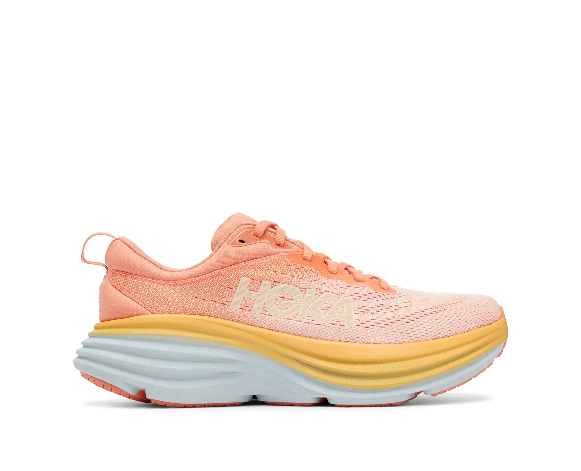 Hoka One One HOKA Women's Bondi 8 Road Running Shoes in Shell Coral/Peach Parfait