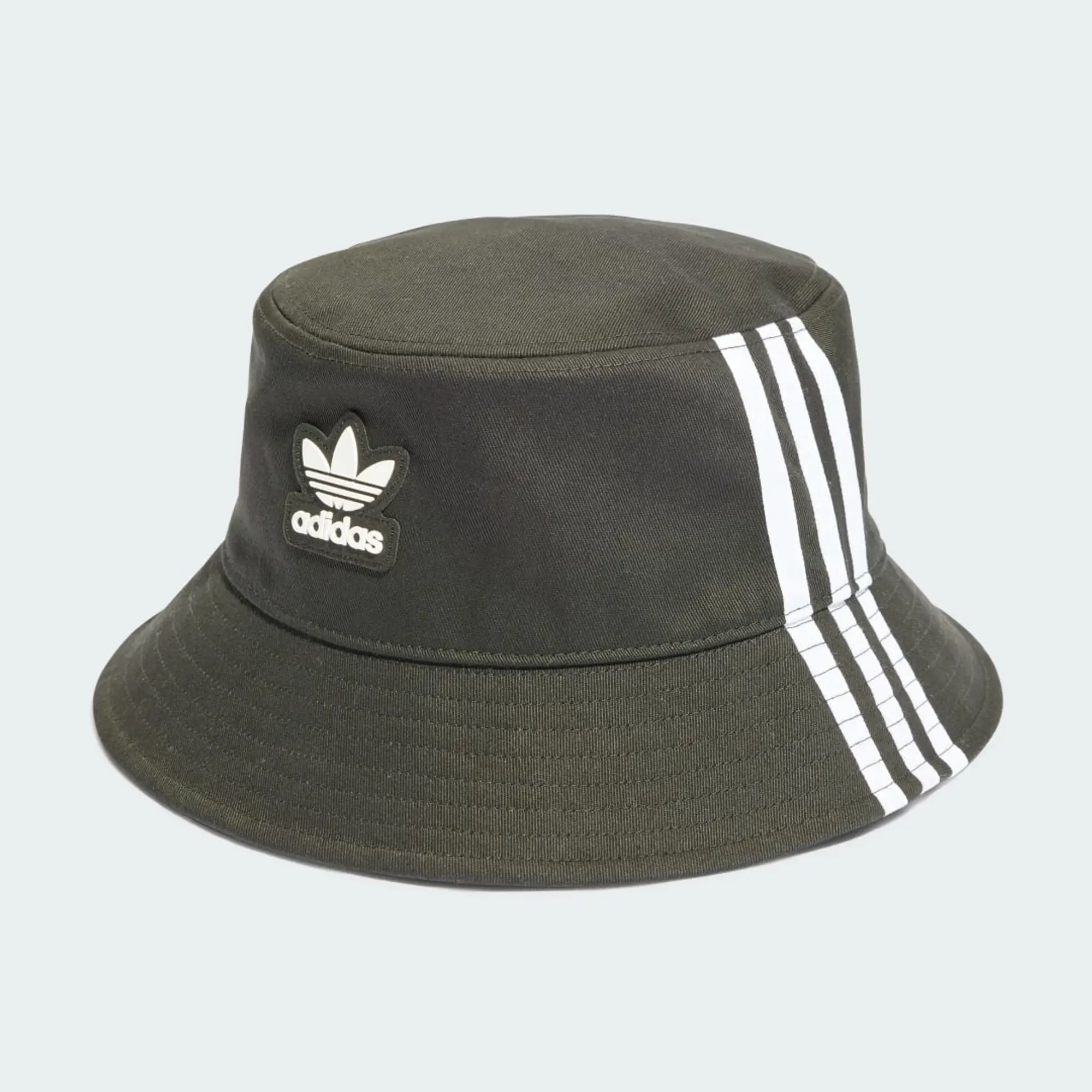 Adidas Originals Three Stripe Bucket Hat In Black