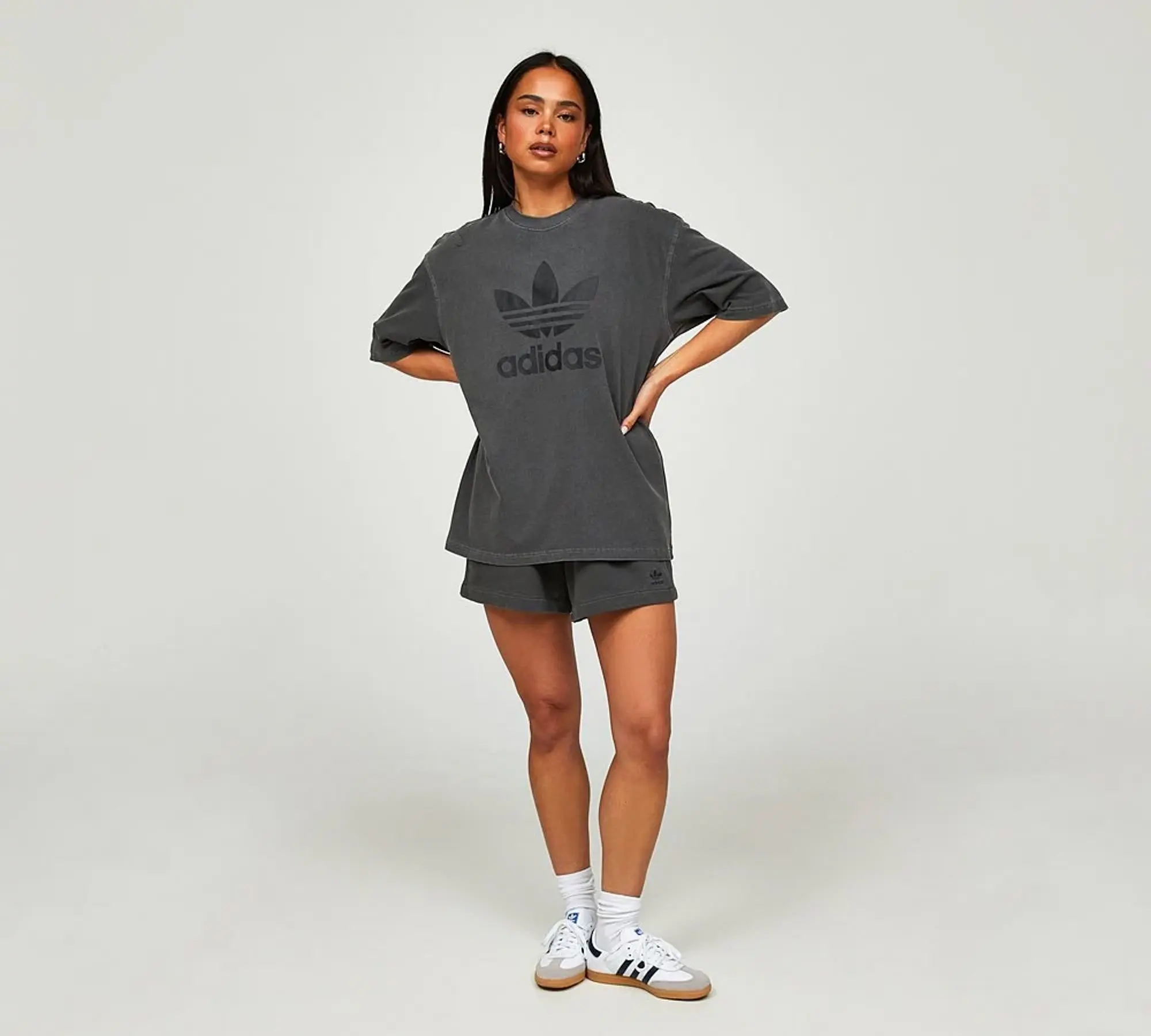 adidas Originals Womens Washed Trefoil T-Shirt - Grey - Size XL - Grey