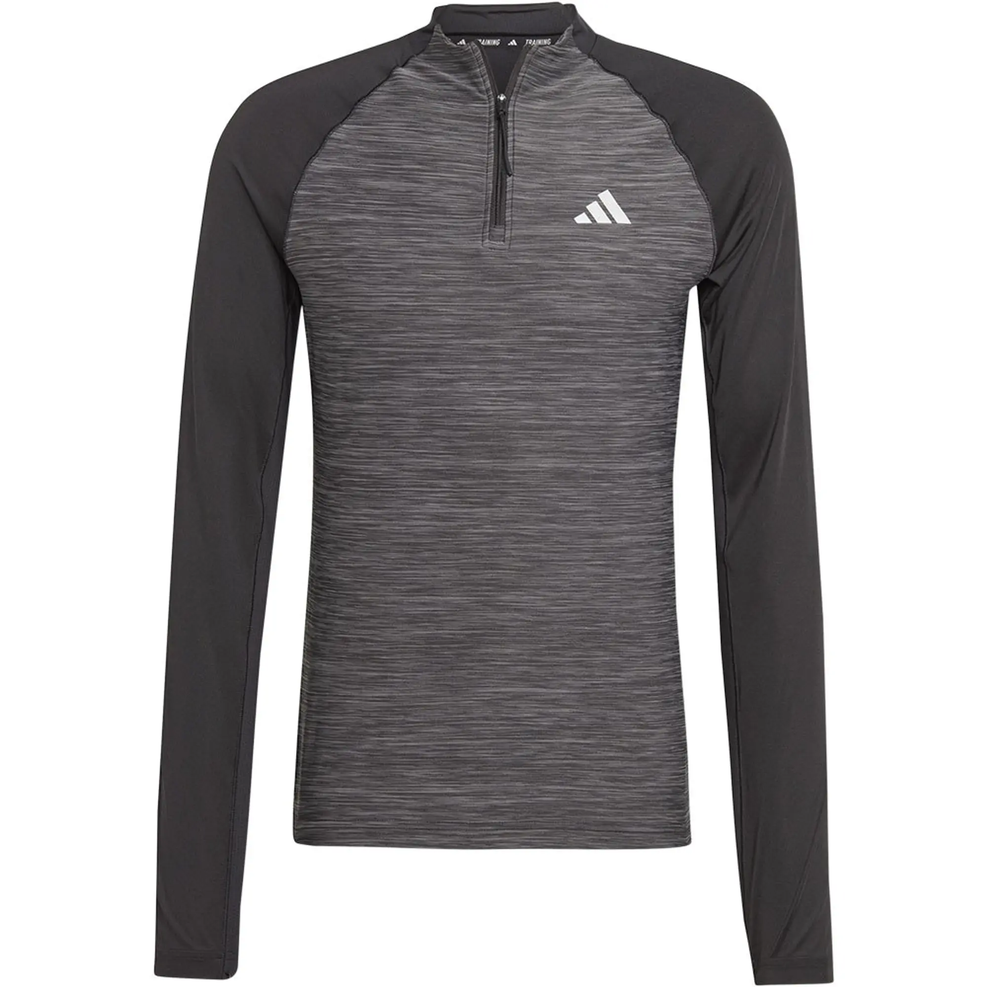 Adidas Gym+ 3 Stripes Half Zip Long Sleeve T-shirt  - Grey
