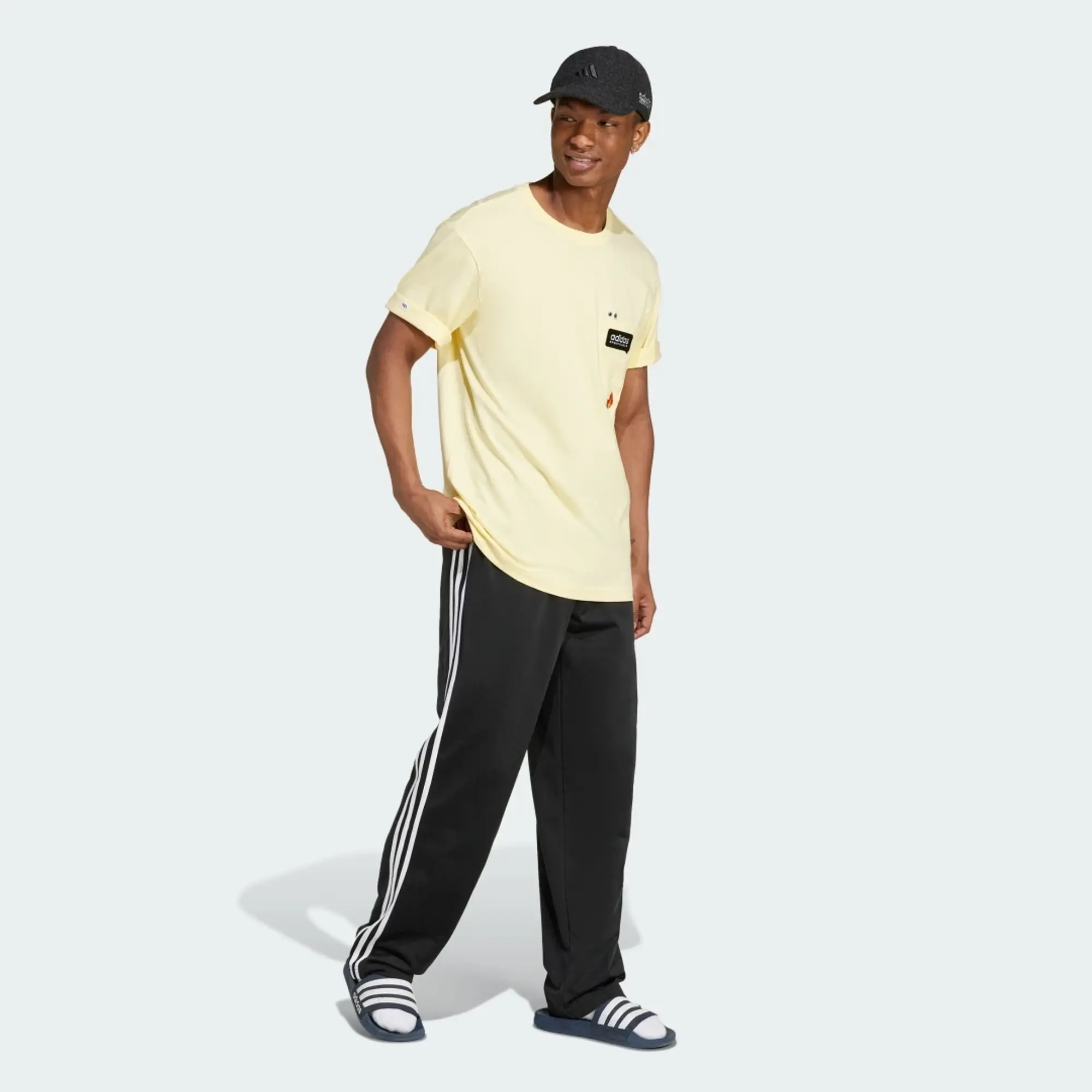 Adidas Remoji Pocket Graphic Tee In Almost Yellow