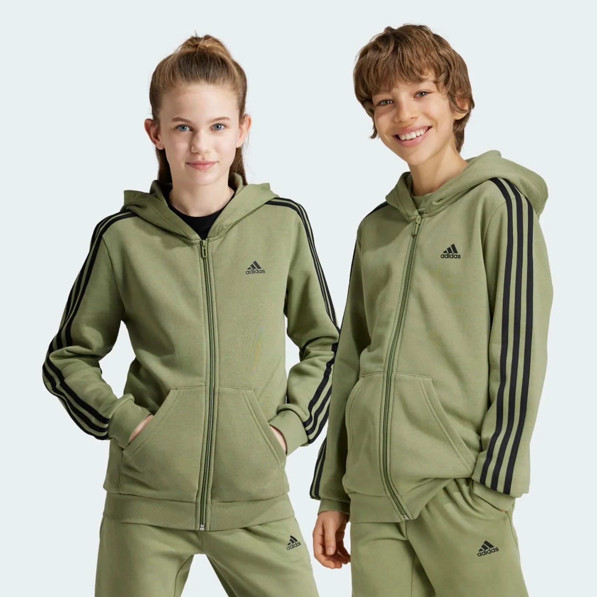 adidas Essentials 3-Stripes Fleece Full-Zip Hoodie | IX9536 | FOOTY.COM