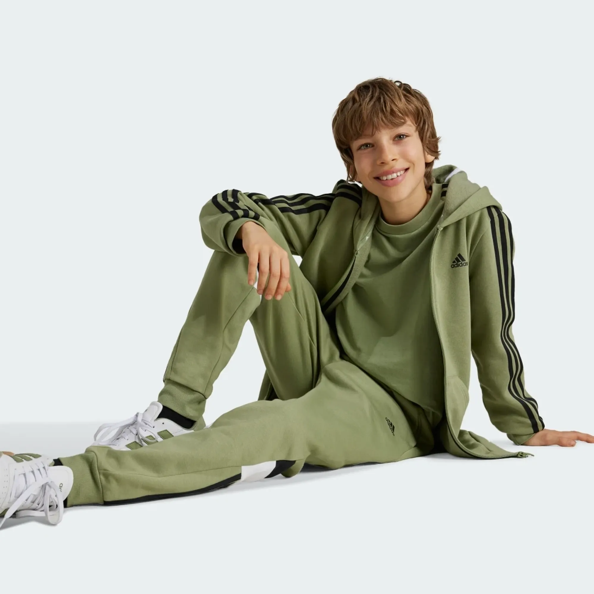 adidas Essentials 3-Stripes Fleece Full-Zip Hoodie | IX9536 | FOOTY.COM