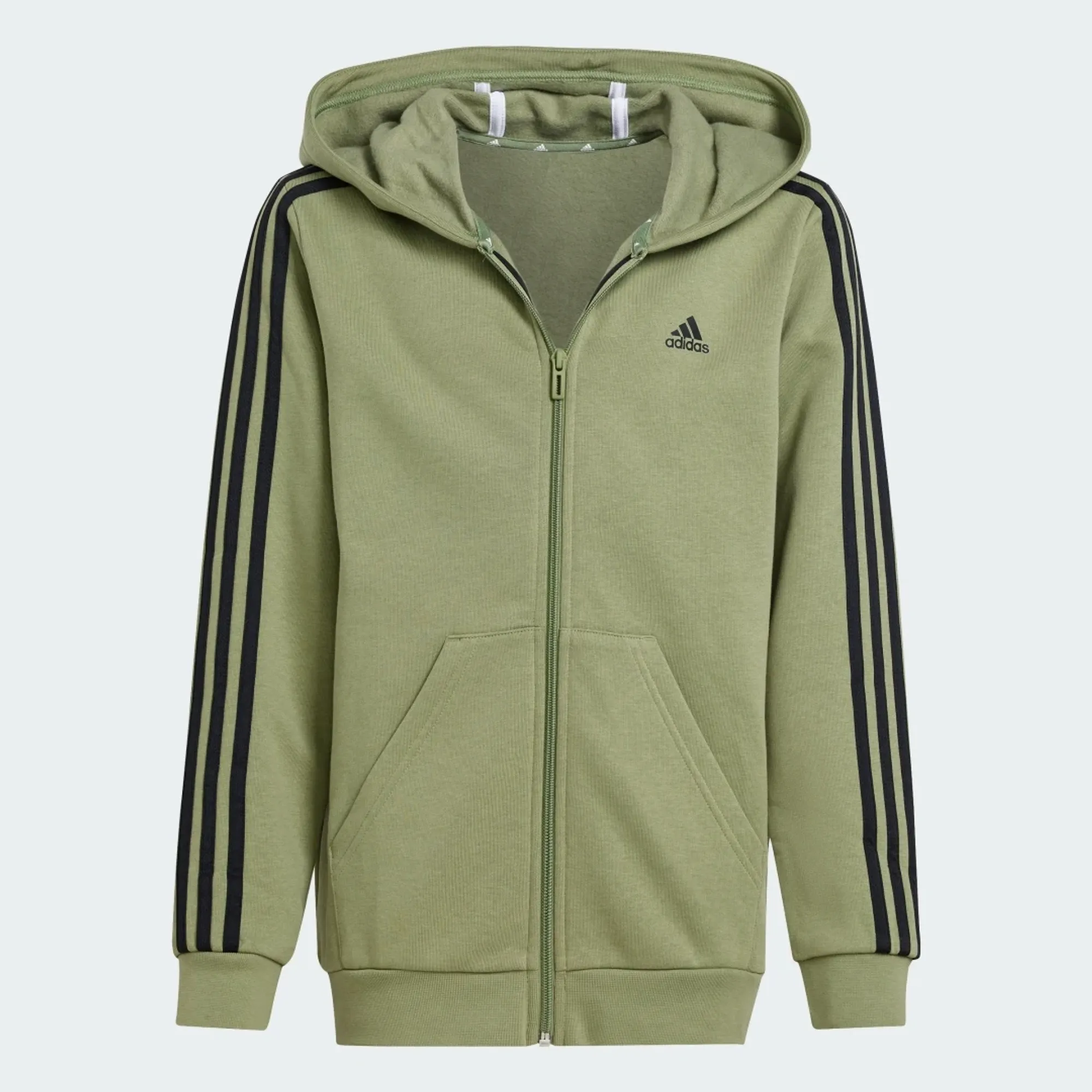 adidas Essentials 3-Stripes Fleece Full-Zip Hoodie | IX9536 | FOOTY.COM