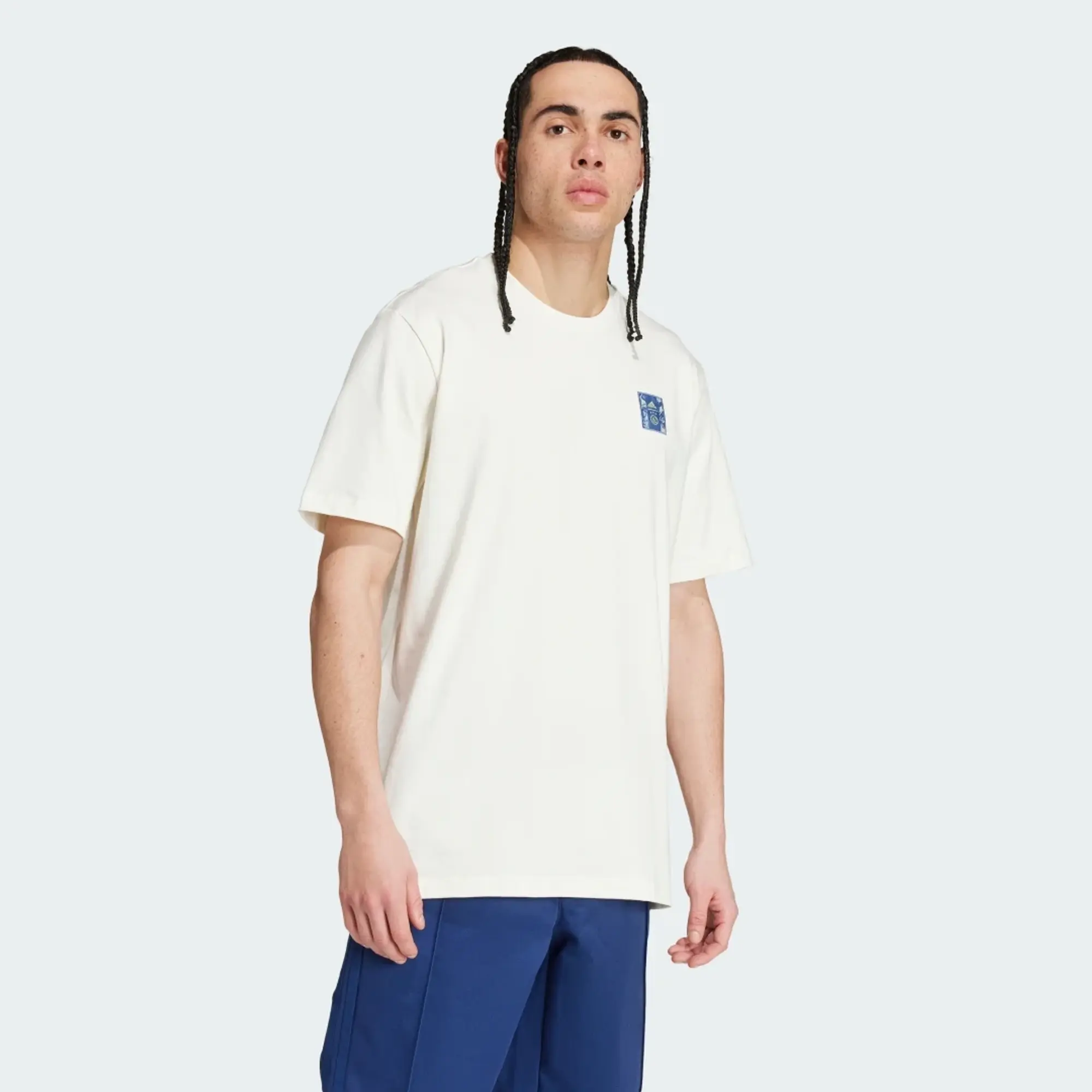 Adidas Performance Ajax Amsterdam Seasonal Graphic Tee In Off White