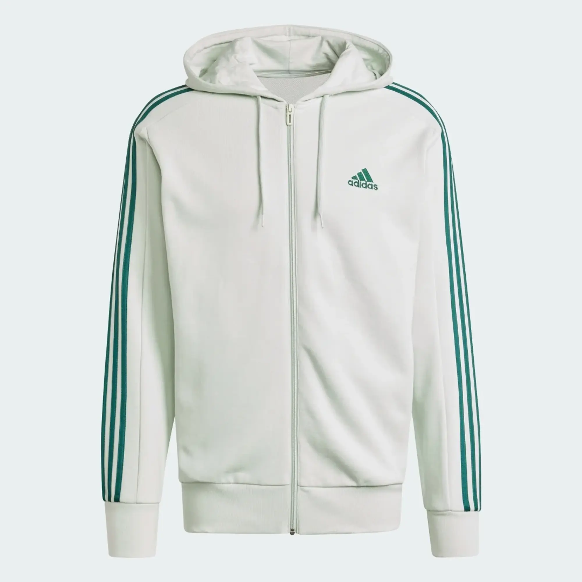 adidas Men Essentials French Terry 3 Stripes Full Zip Hoodie
