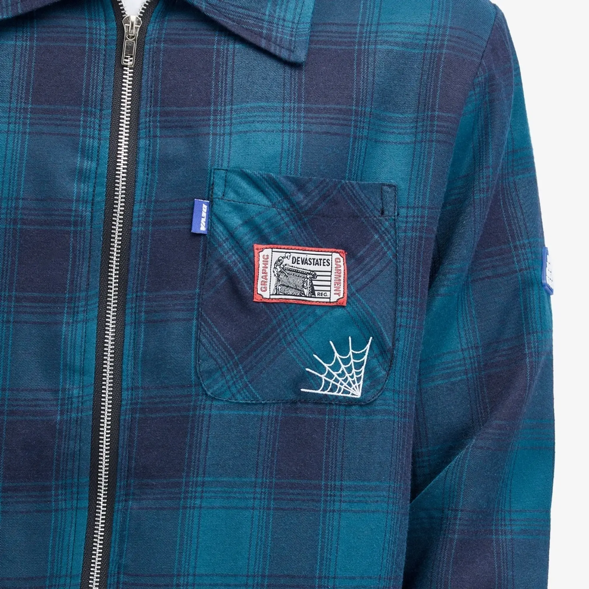 Deva States Men's Cobweb Flannel Overshirt Blue