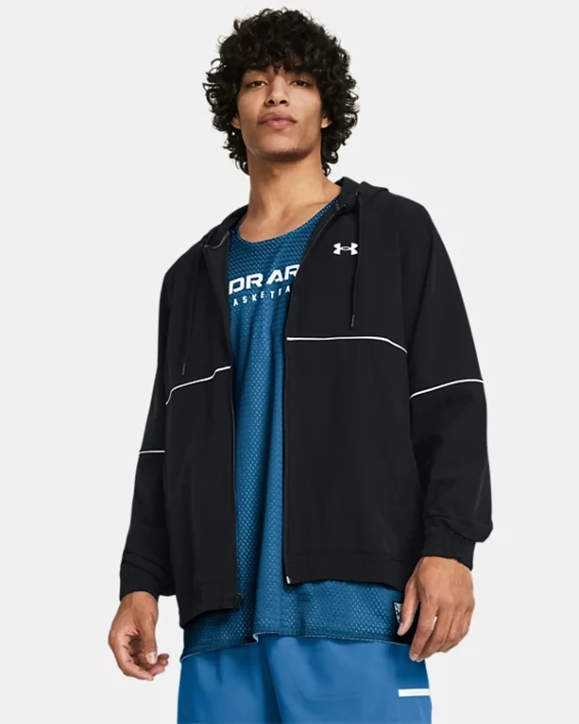 Men's  Under Armour  Zone Woven Jacket Black / Black / White XXL
