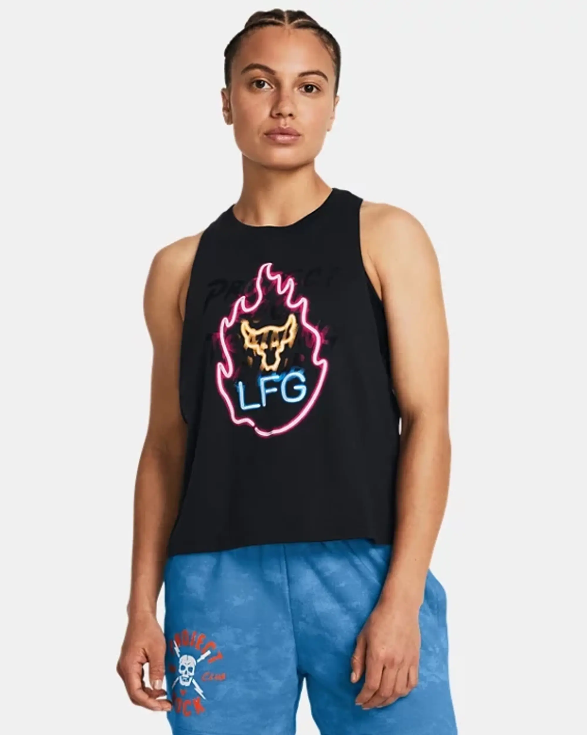 Tank Top Under Armour Project Rock W Neon Flame Tank Black/ Black L