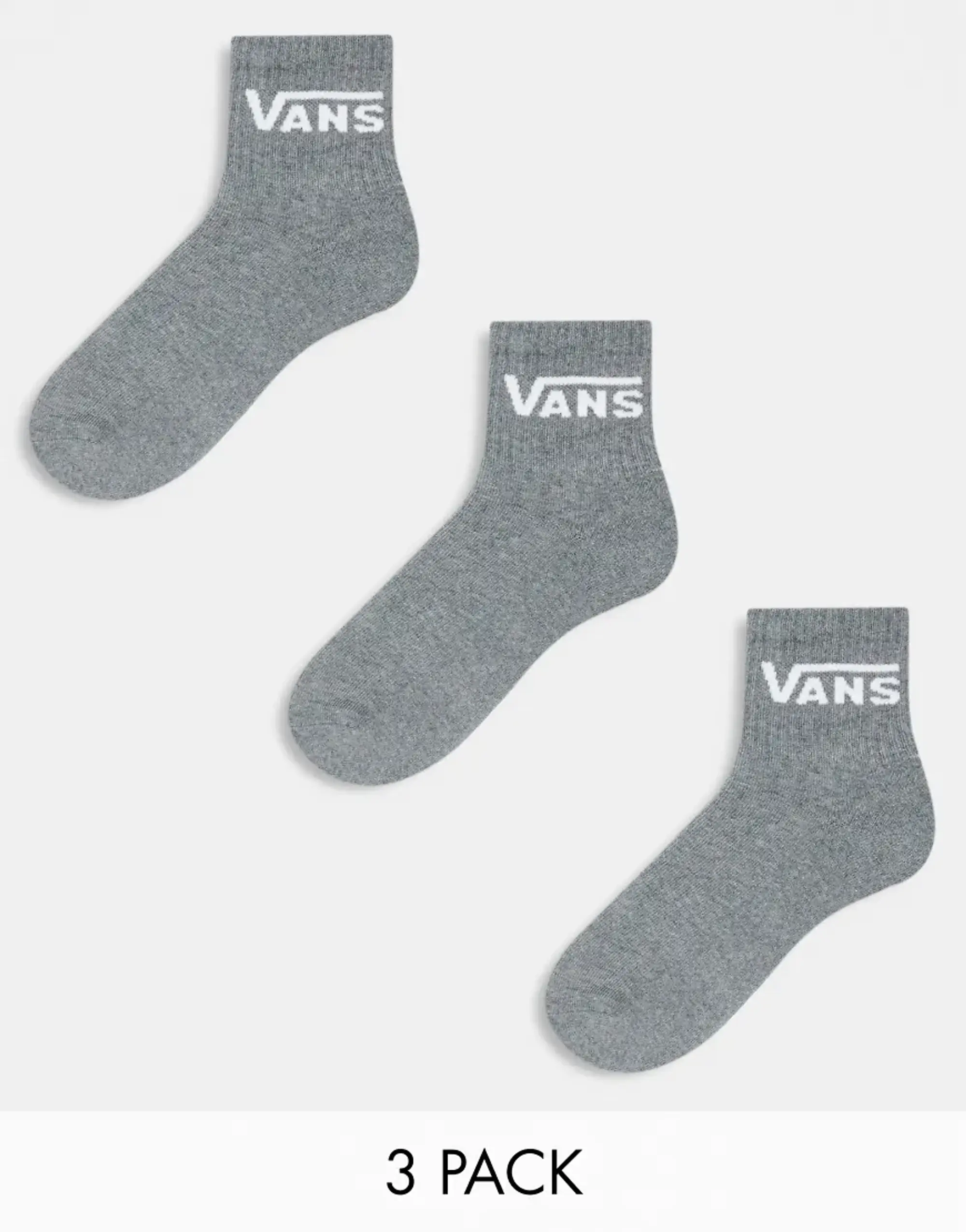 Vans 3 Pack Classic Half Crew Socks In Grey