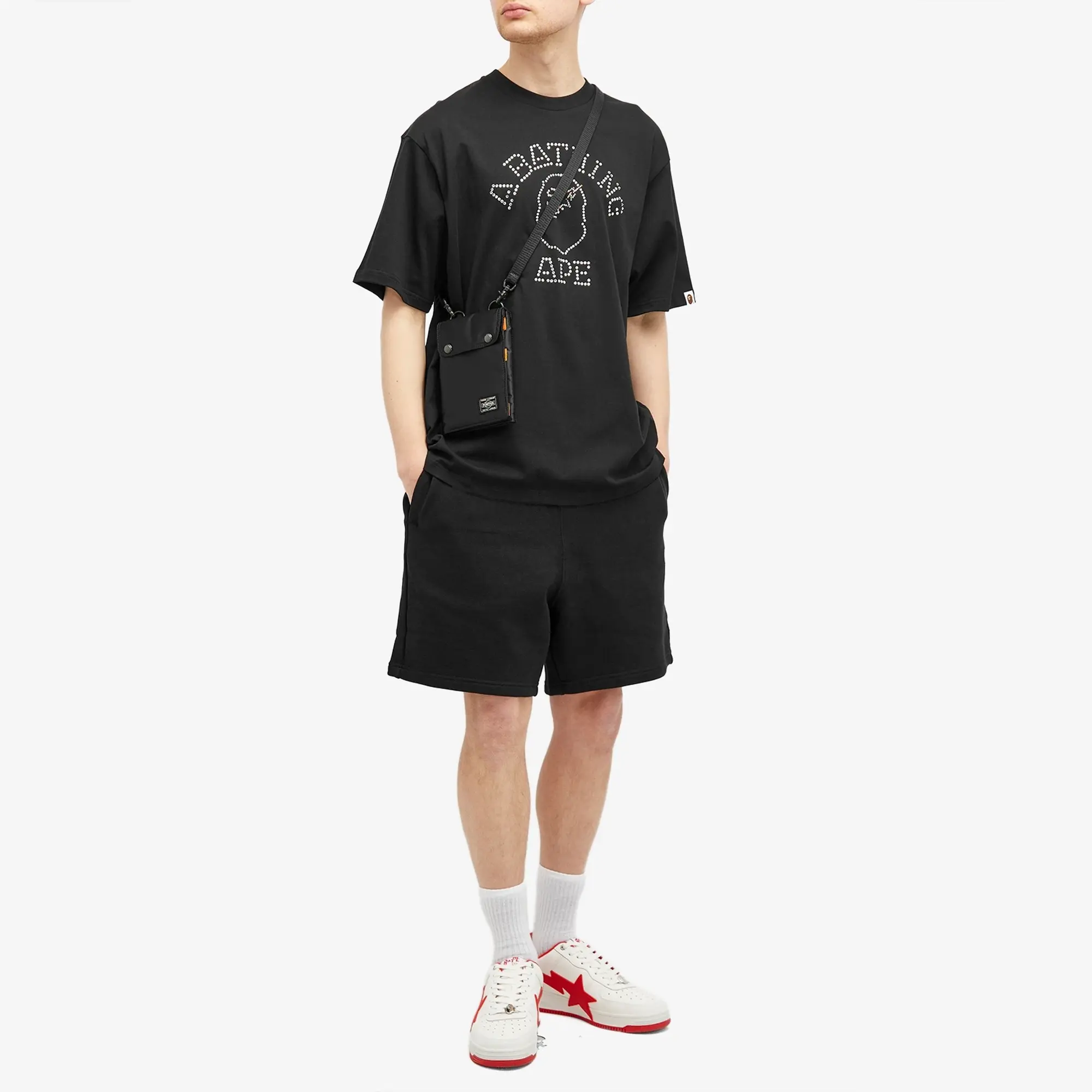 A Bathing Ape Men's Rhinestone College T-Shirt Black