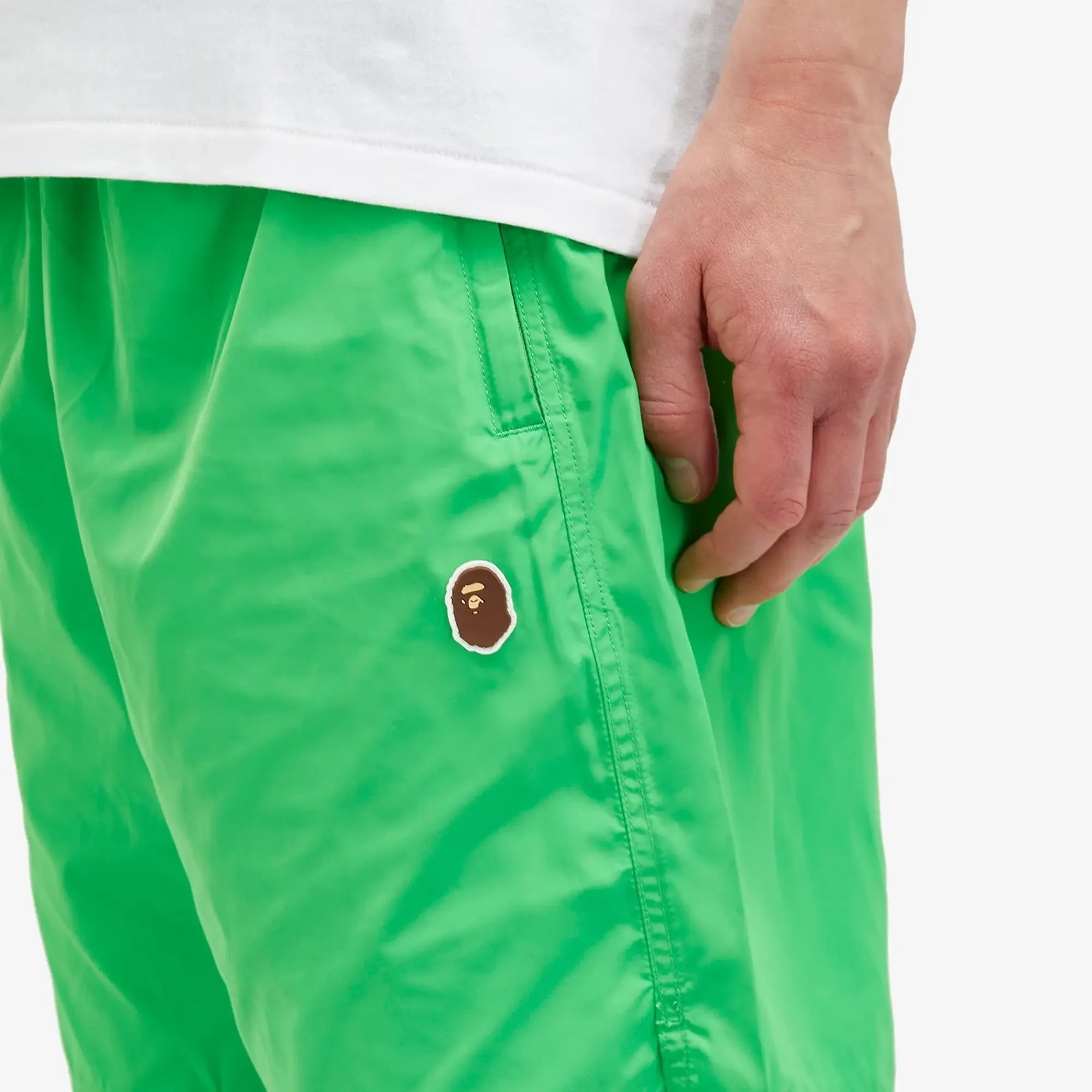 A Bathing Ape Men's Ape Head Nylon Beach Short Green