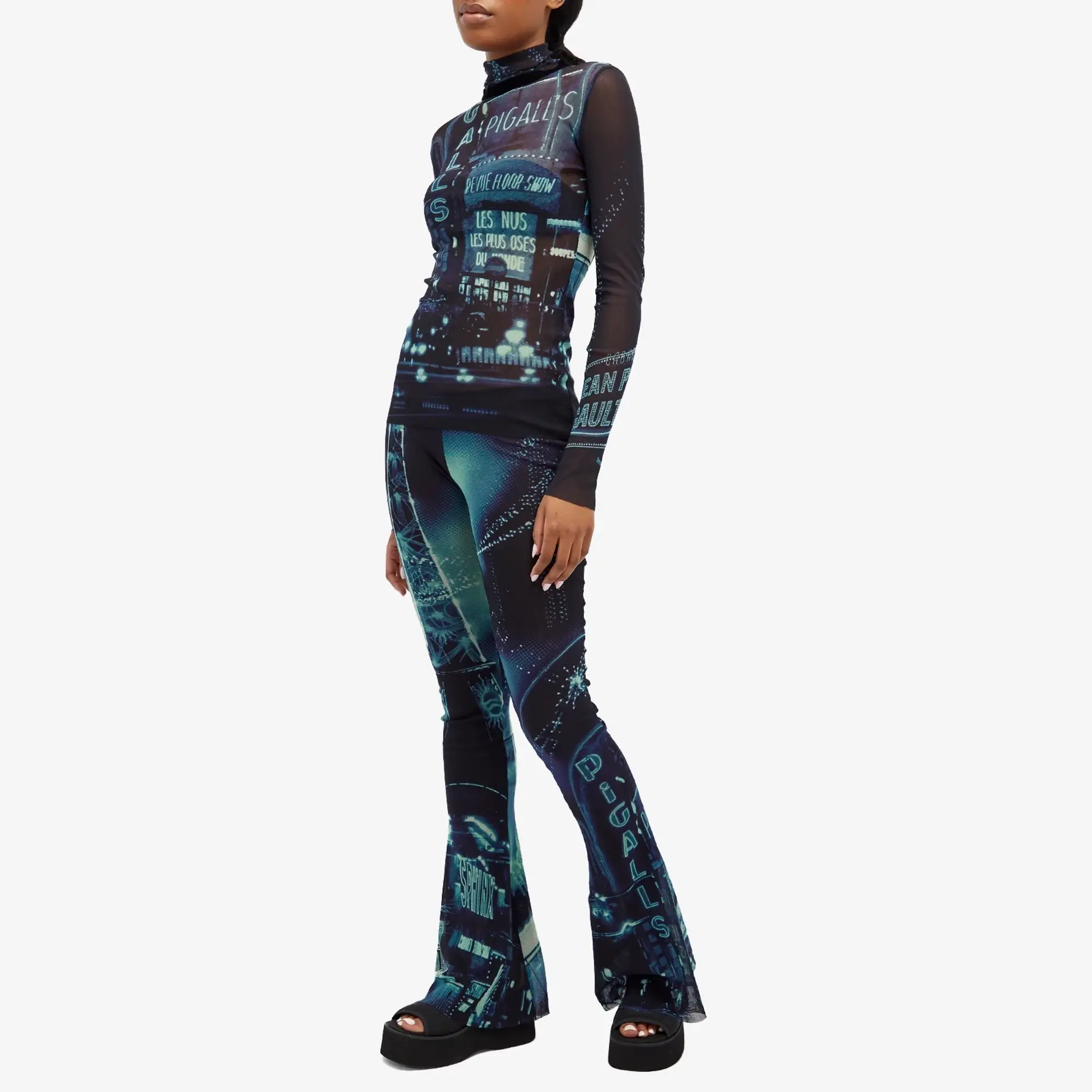 Jean Paul Gaultier Women's Pigalle Print Mesh Trousers Multi