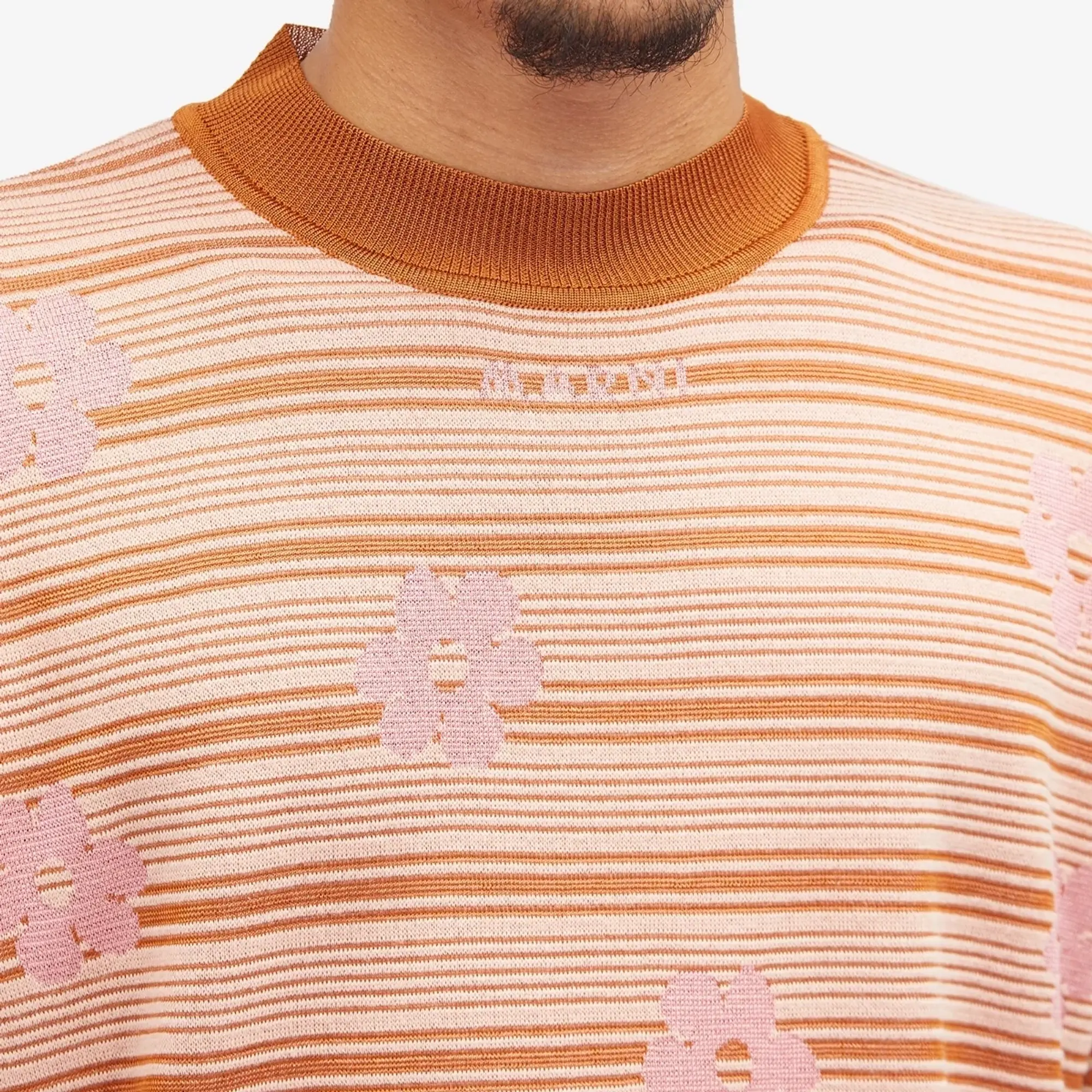 Marni Men's Striped Floral T-Shirt Pink Gummy