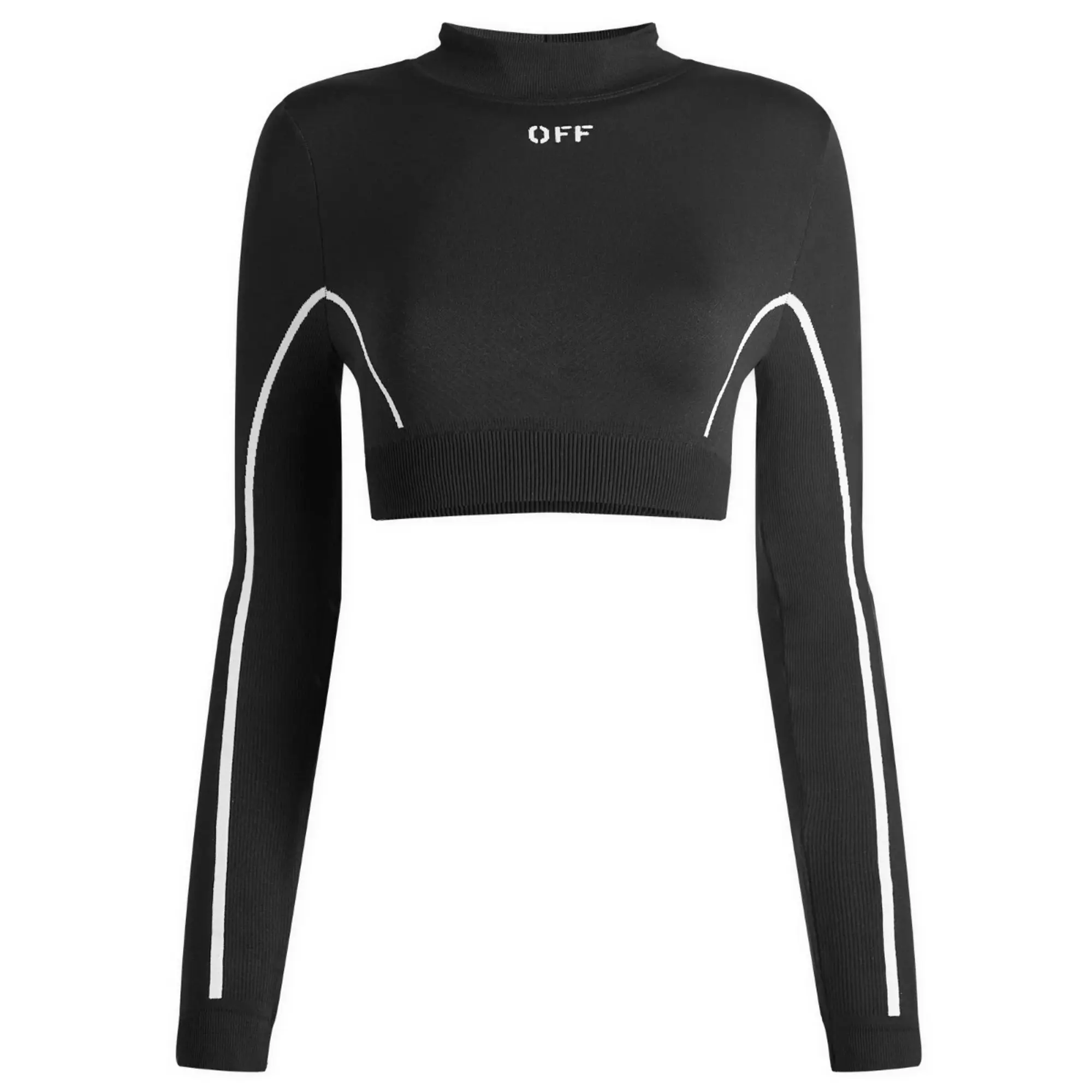 Off-White Women's Crop Logo Long Sleeve Top Black