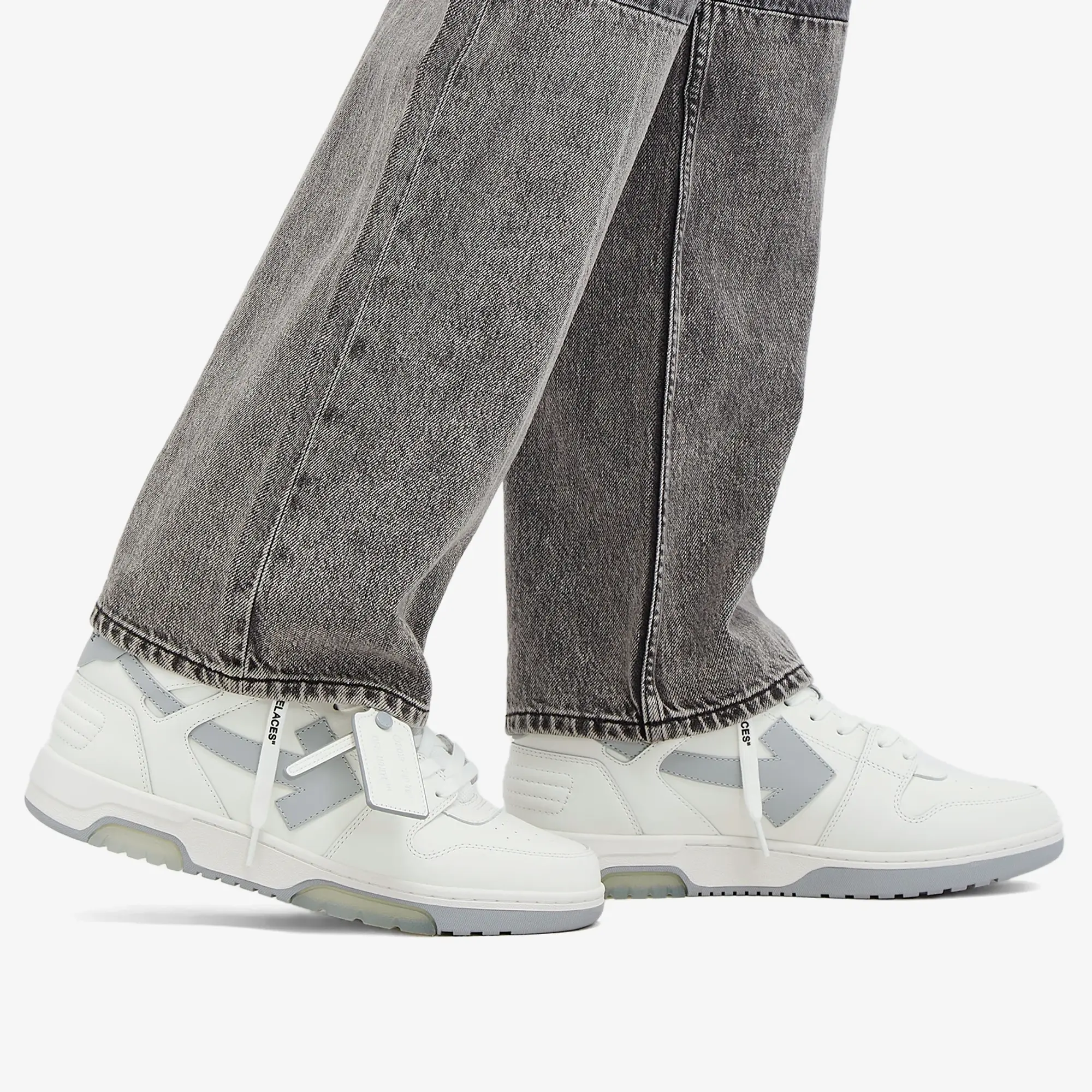 Off-White Men's Out Of Office Leather Sneaker White/Grey
