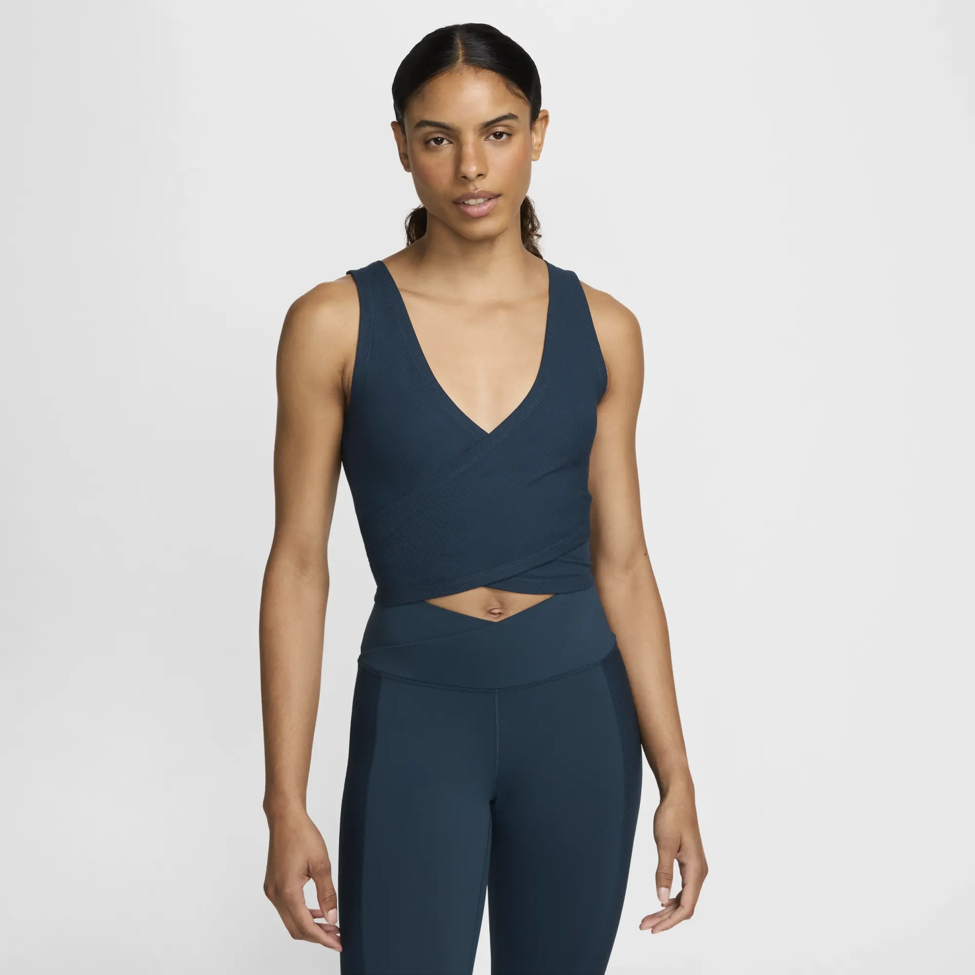 Nike One Training Wrapped Ribbed Vest In Navy