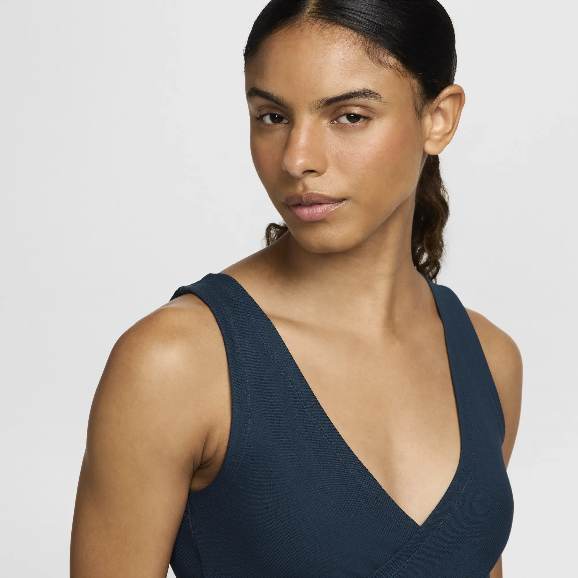 Nike One Training Wrapped Ribbed Vest In Navy