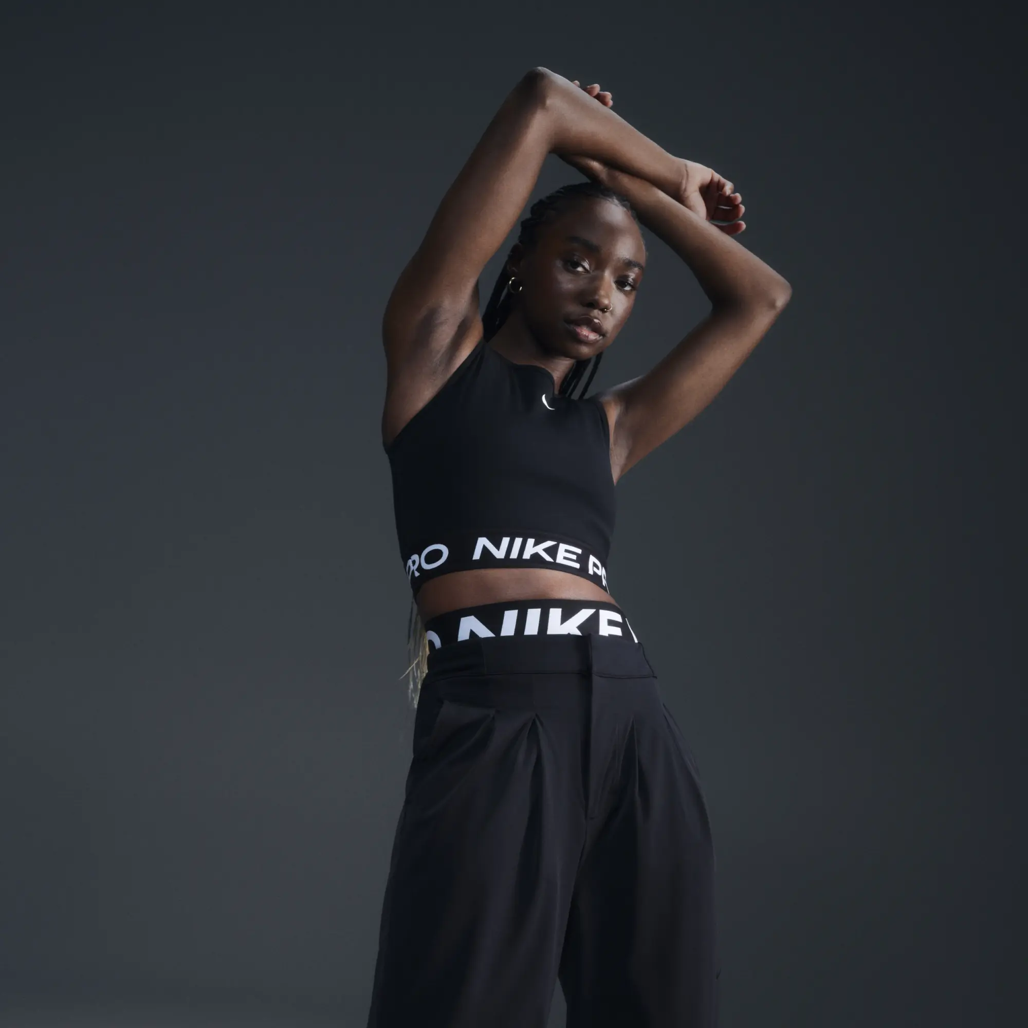 Nike Pro Women's Dri-FIT Cropped Tank Top - Black - Polyester/Elastane