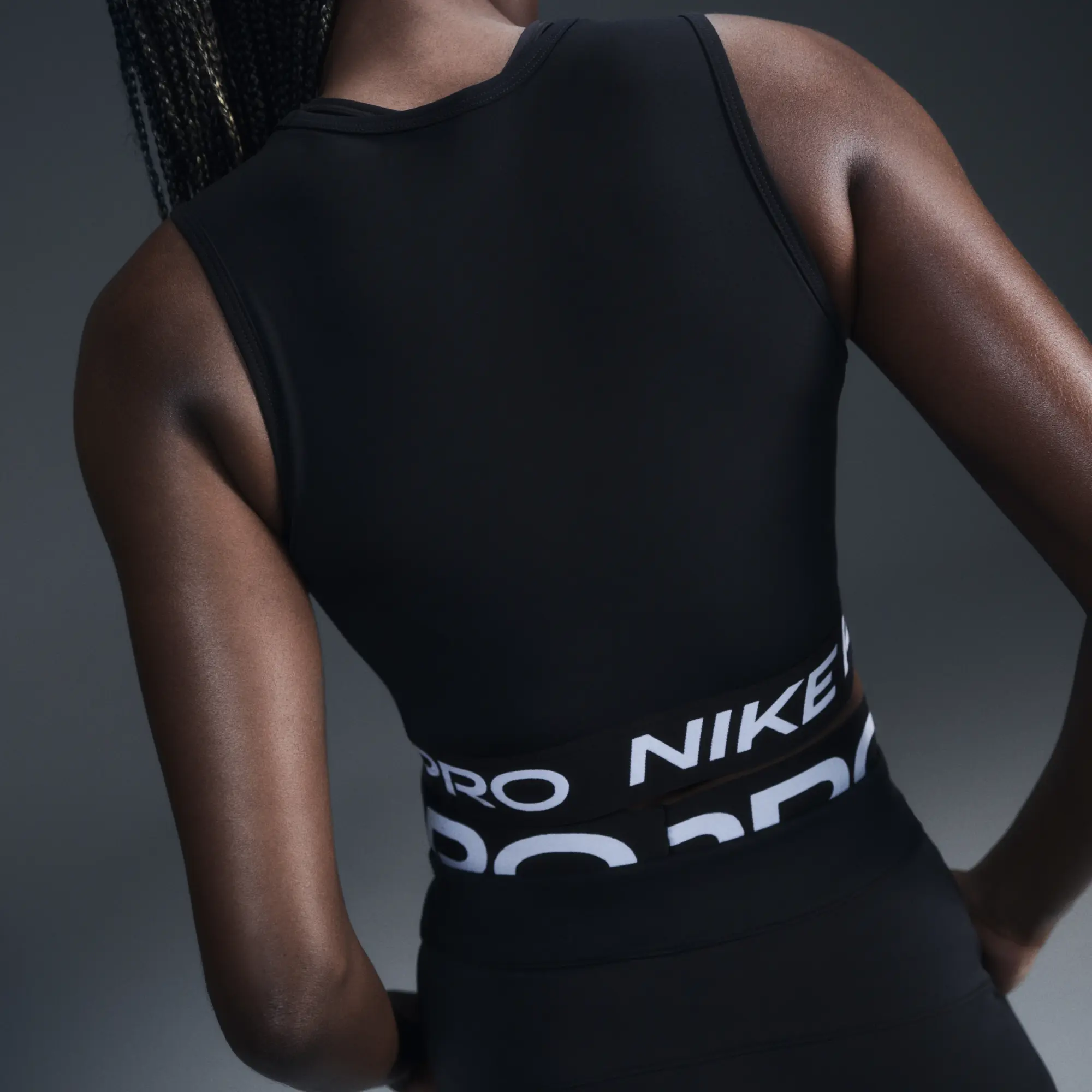 Nike Pro Women's Dri-FIT Cropped Tank Top - Black - Polyester/Elastane