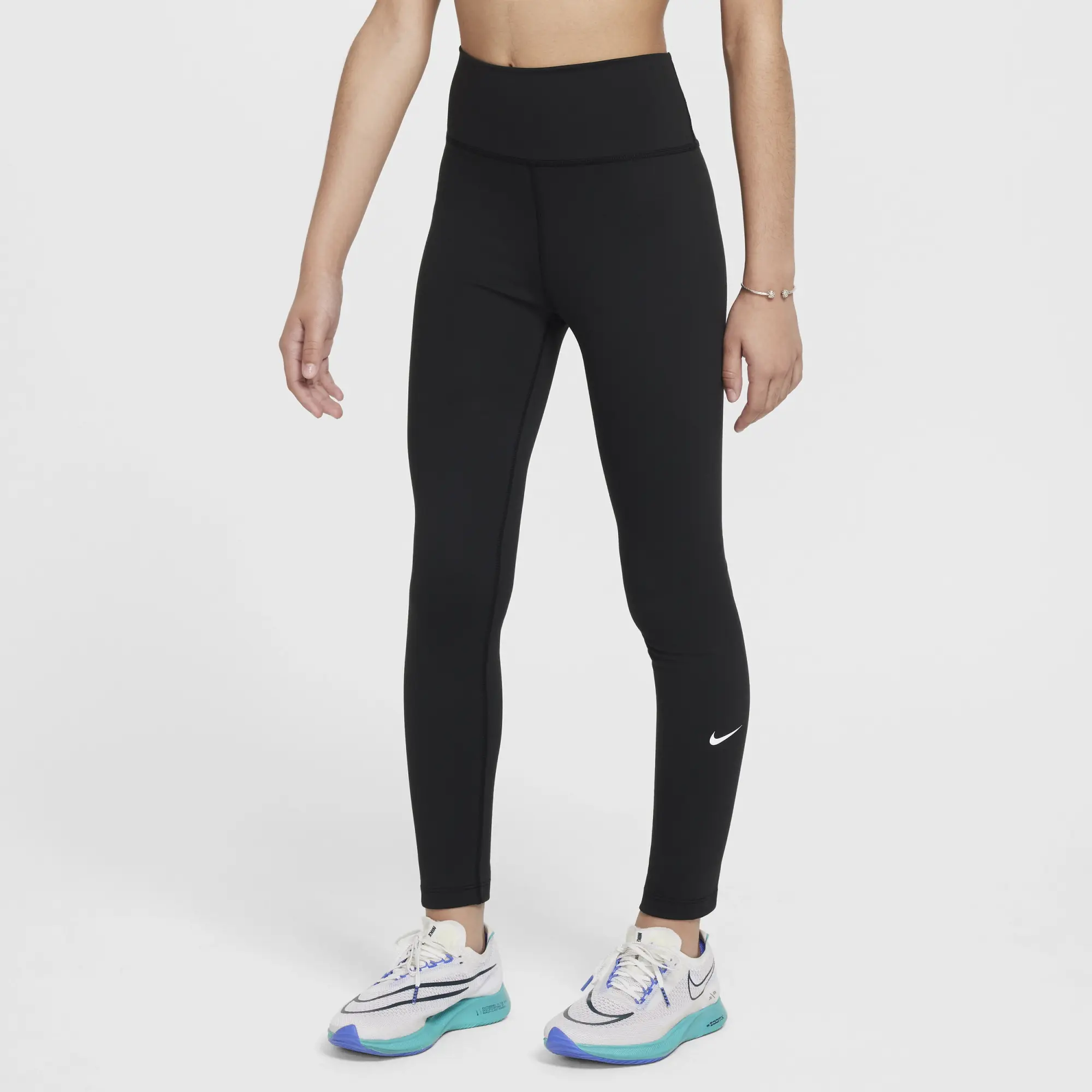 Nike Older Kids One Leggings in Black/White