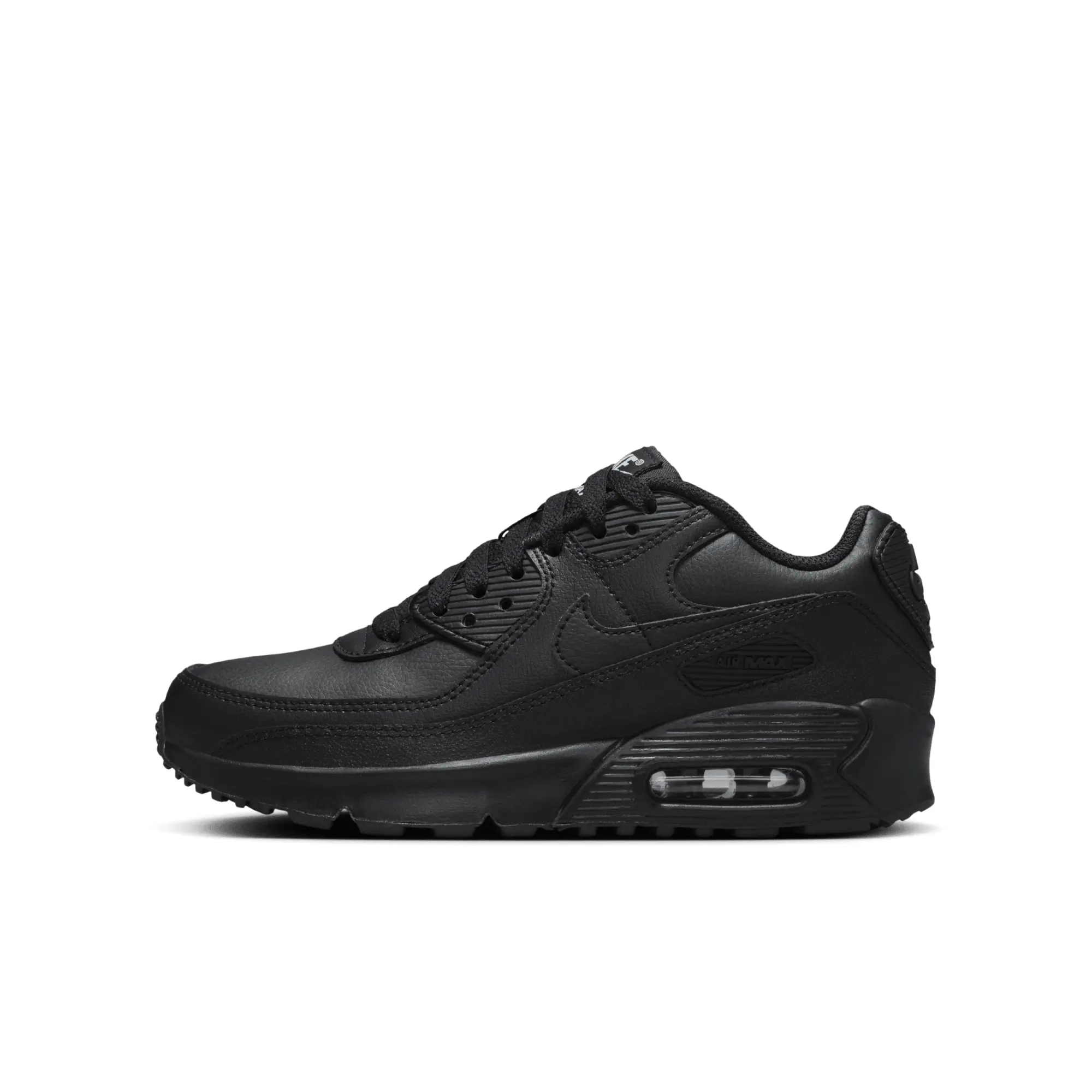 Nike Air Max 90 Big Kids' Shoes Black/Black-Black-White - ['Black']