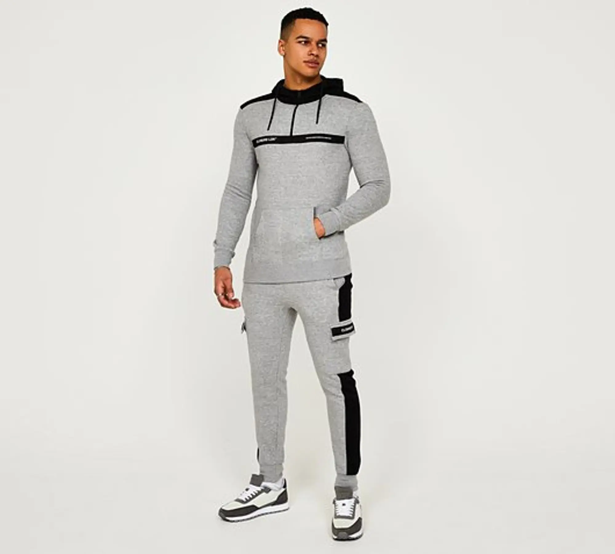 Closure London Taped Tracksuit Grey Marl CLSR 3040 GREYMBLACK FOOTY.COM