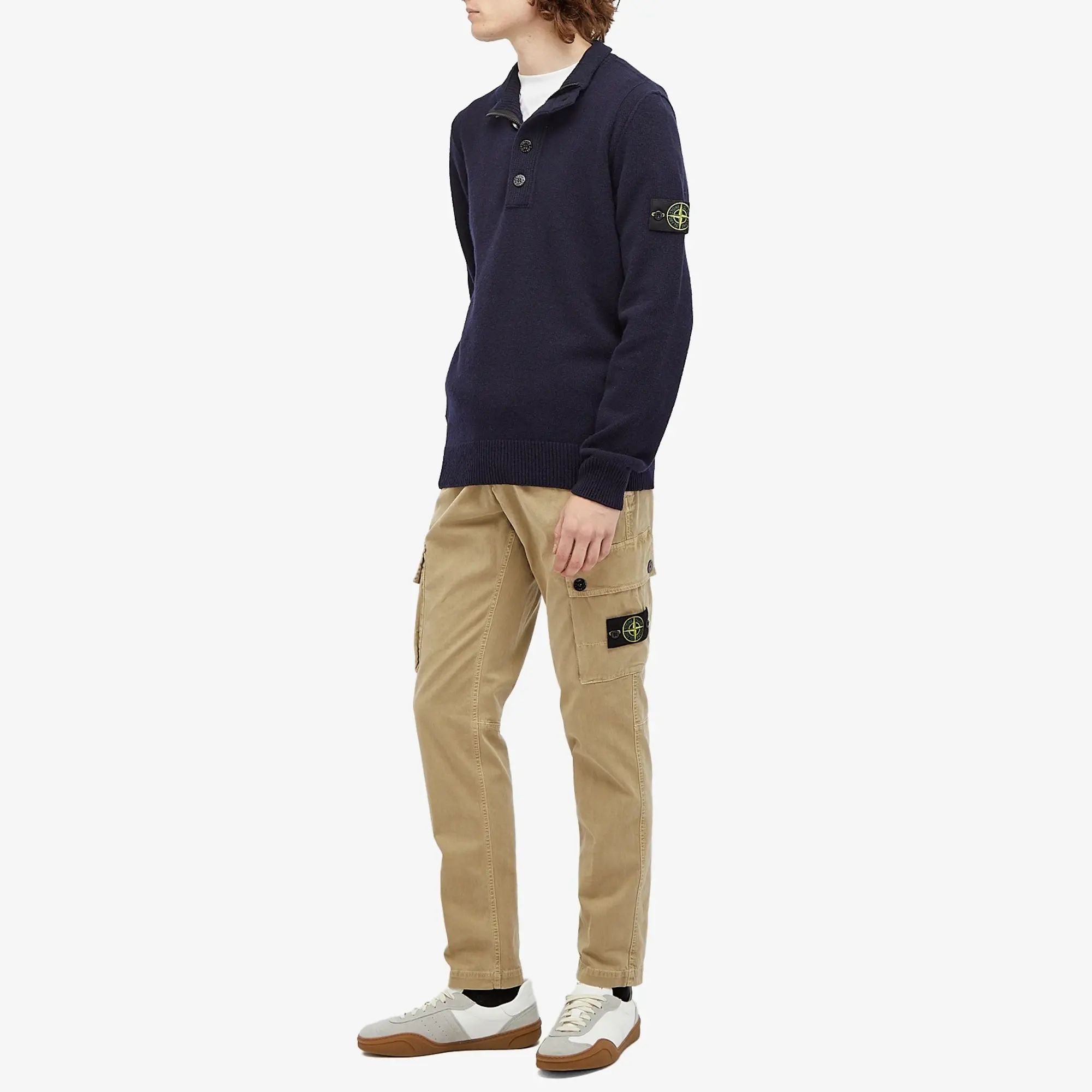 Stone Island Men's Brushed Cotton Canvas Cargo Pants Biscuit