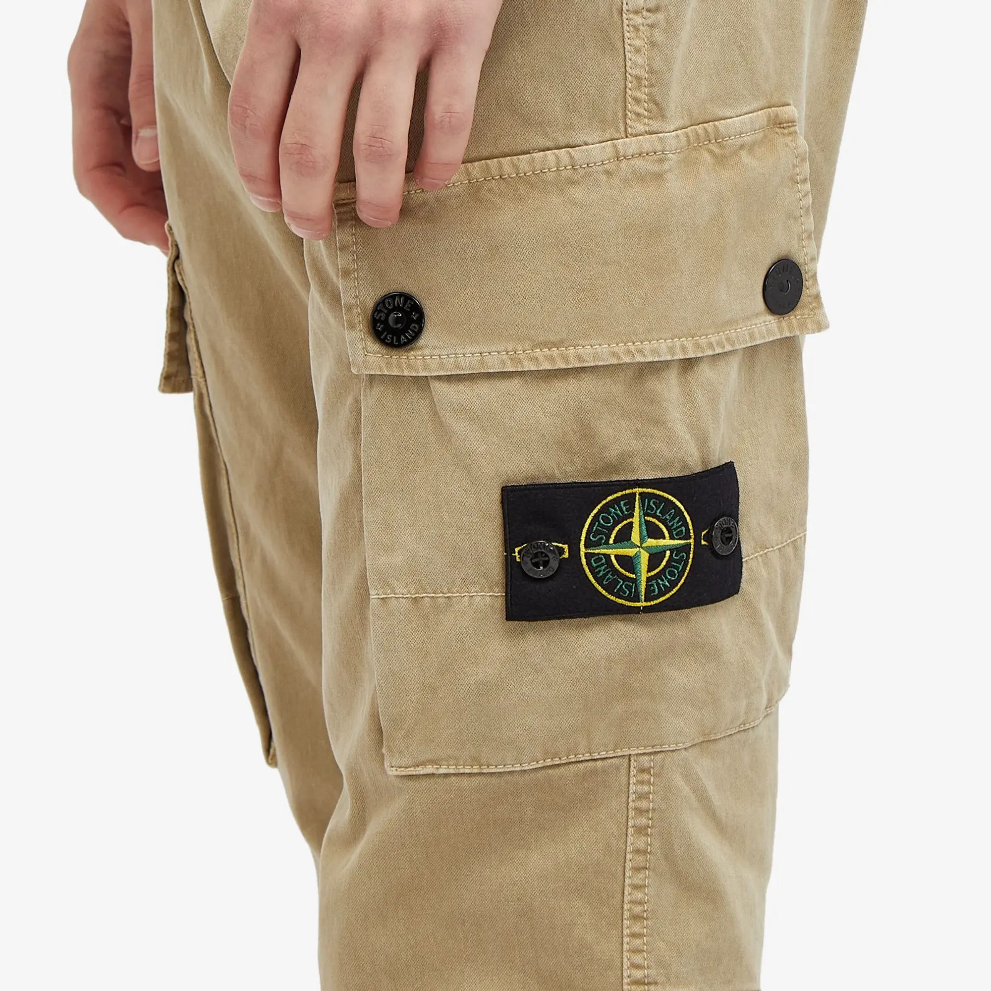 Stone Island Men's Brushed Cotton Canvas Cargo Pants Biscuit