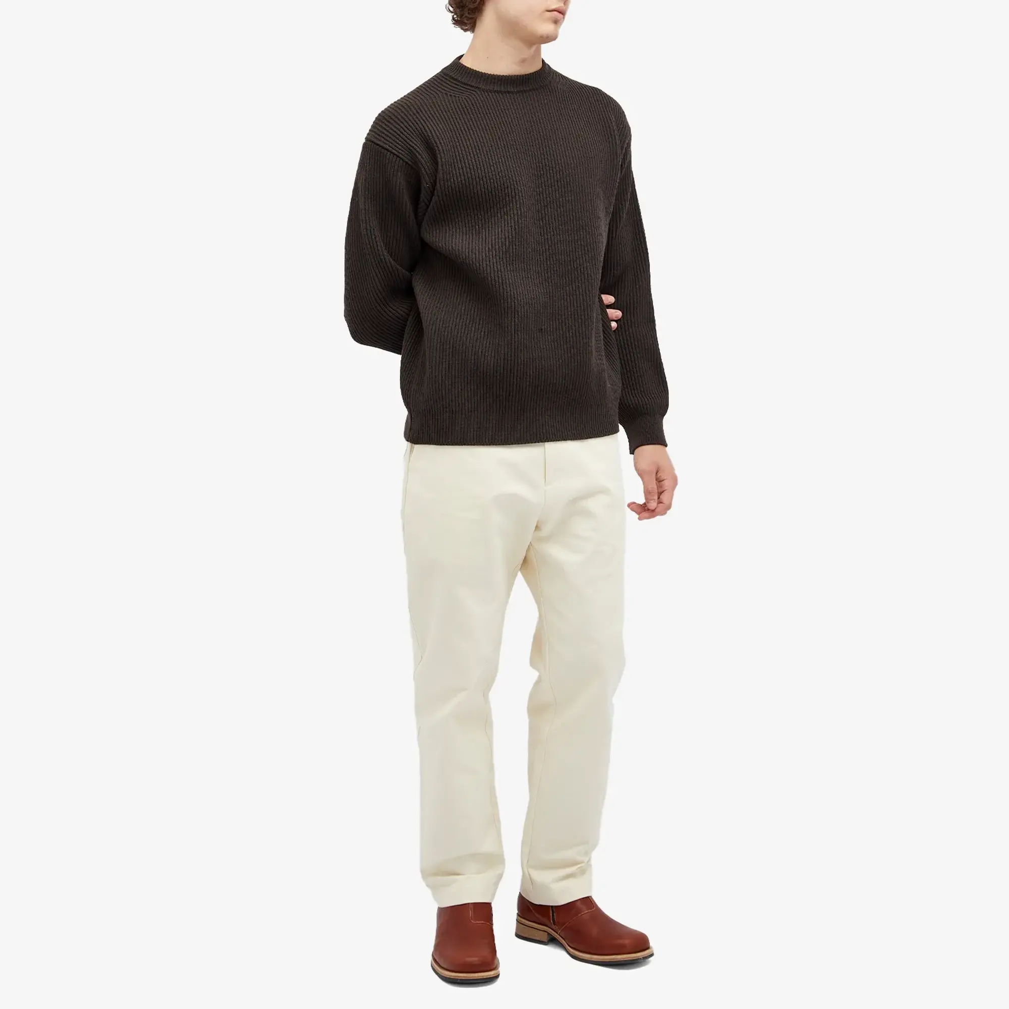 Studio Nicholson Men's Bill Narrow Leg Twill Pants Cream