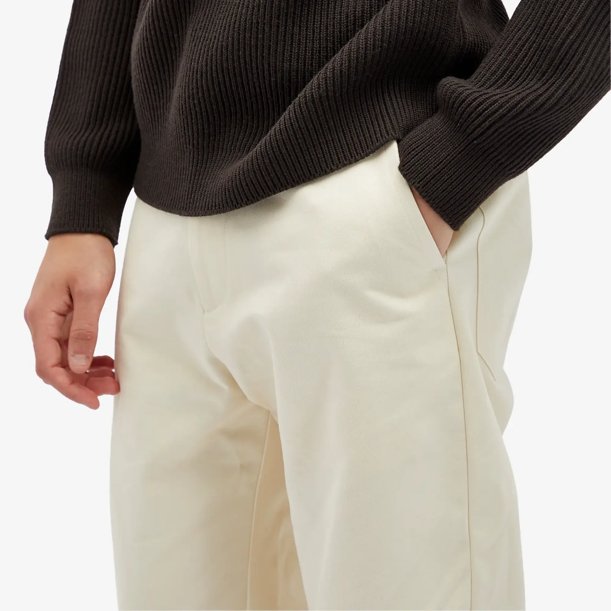 Studio Nicholson Men's Bill Narrow Leg Twill Pants Cream