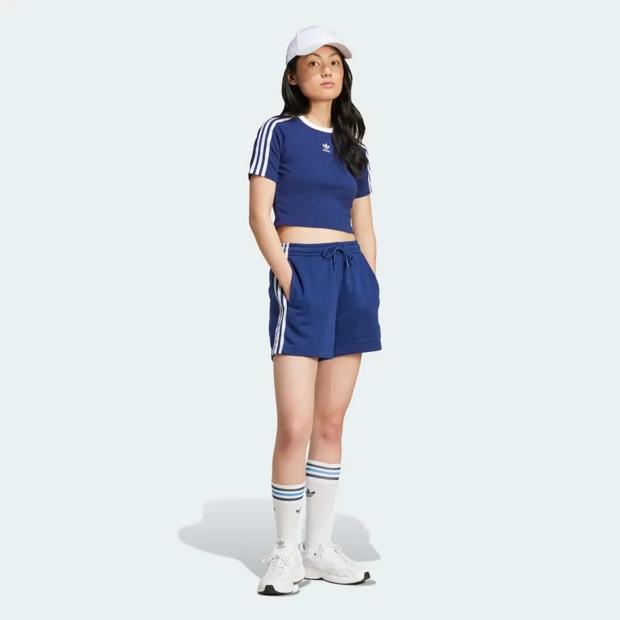 Adidas Women's 3 Stripe Baby T-Shirt Dark Blue