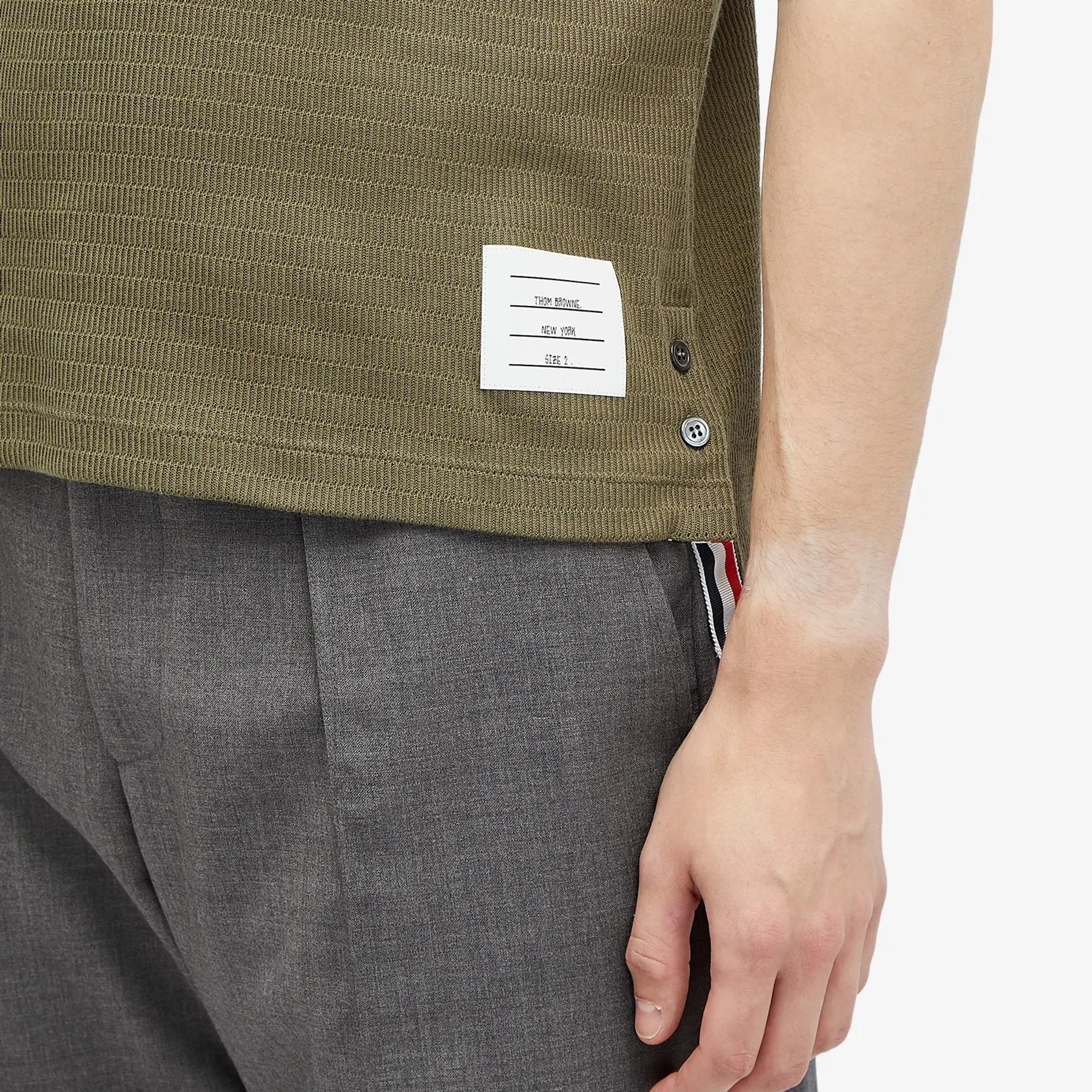 Thom Browne Men's Textured Tipped Polo Dark Green