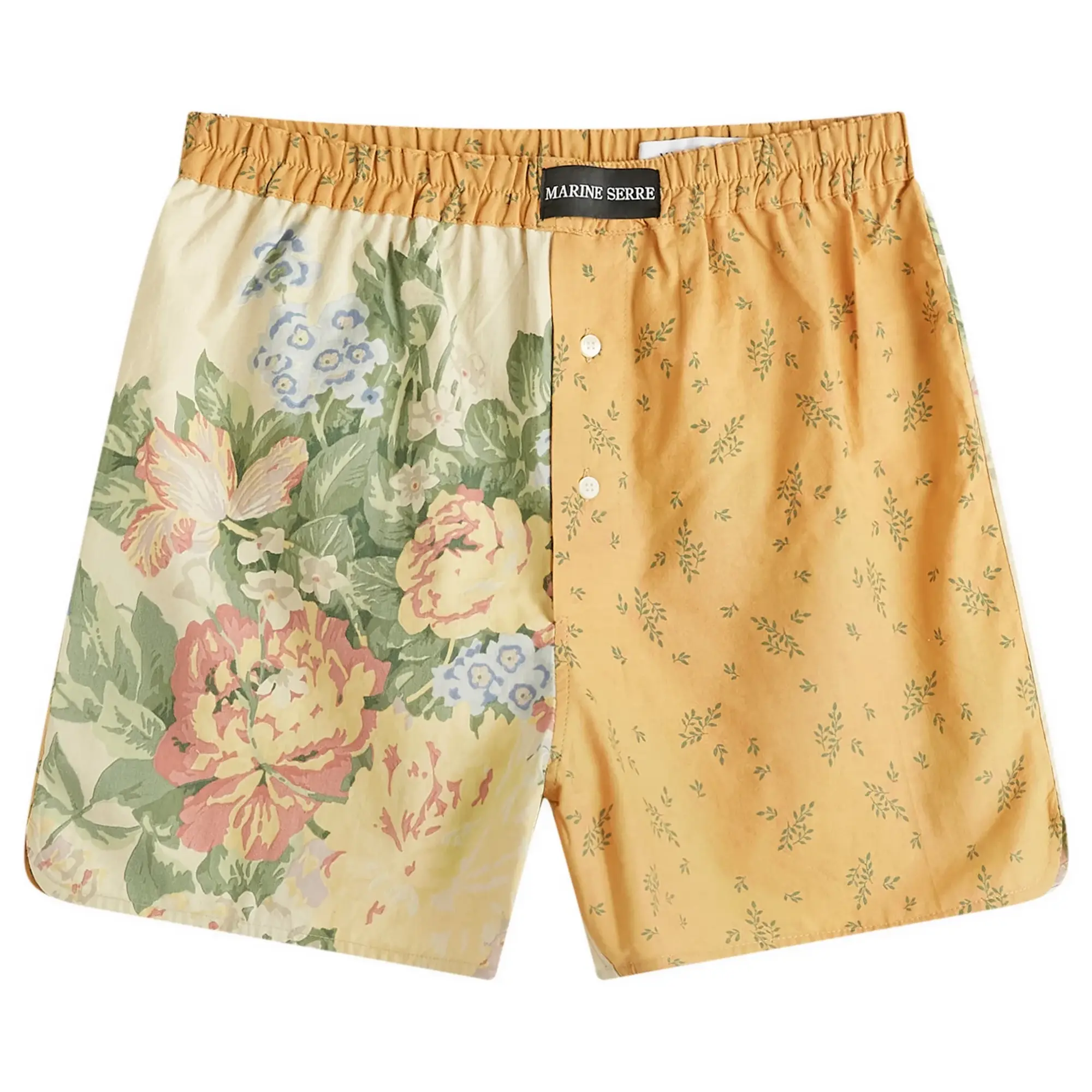 Marine Serre Women's Upcycled Floral Linen Shorts Gravel